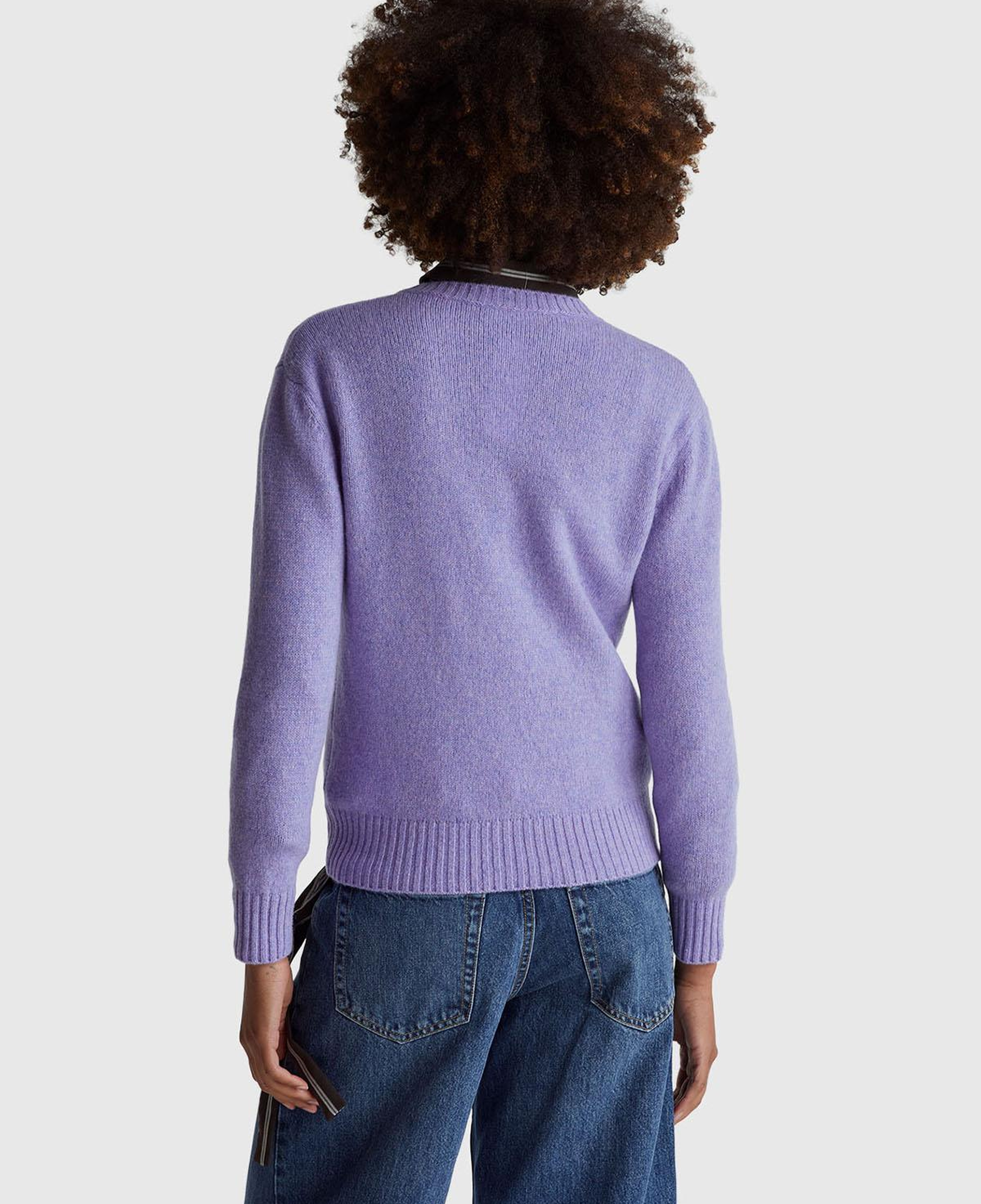 Kadın Koyu Lila Bisiklet Yaka Shetland Kazak