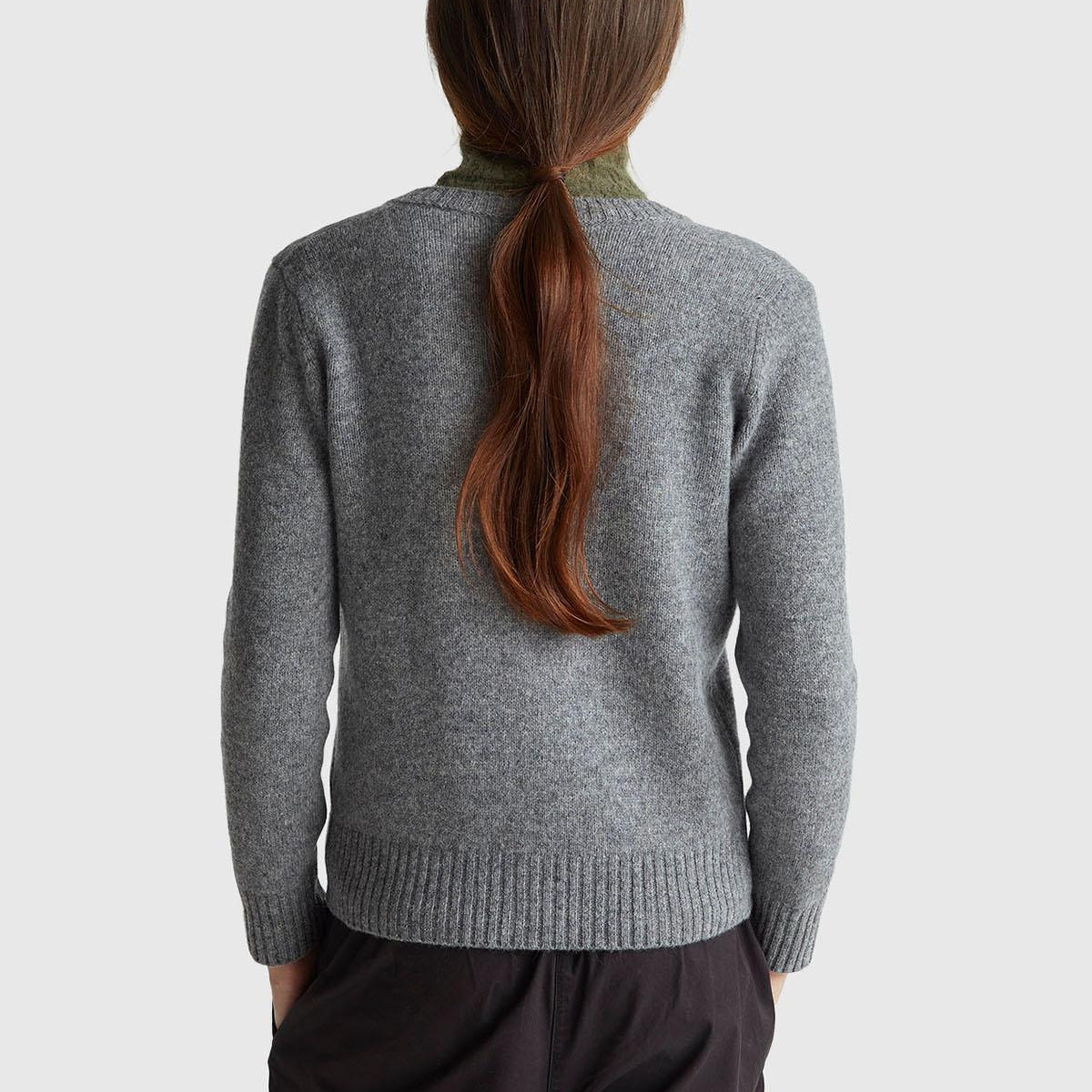 Kadın Antrasit Melanj Shetland Hırka