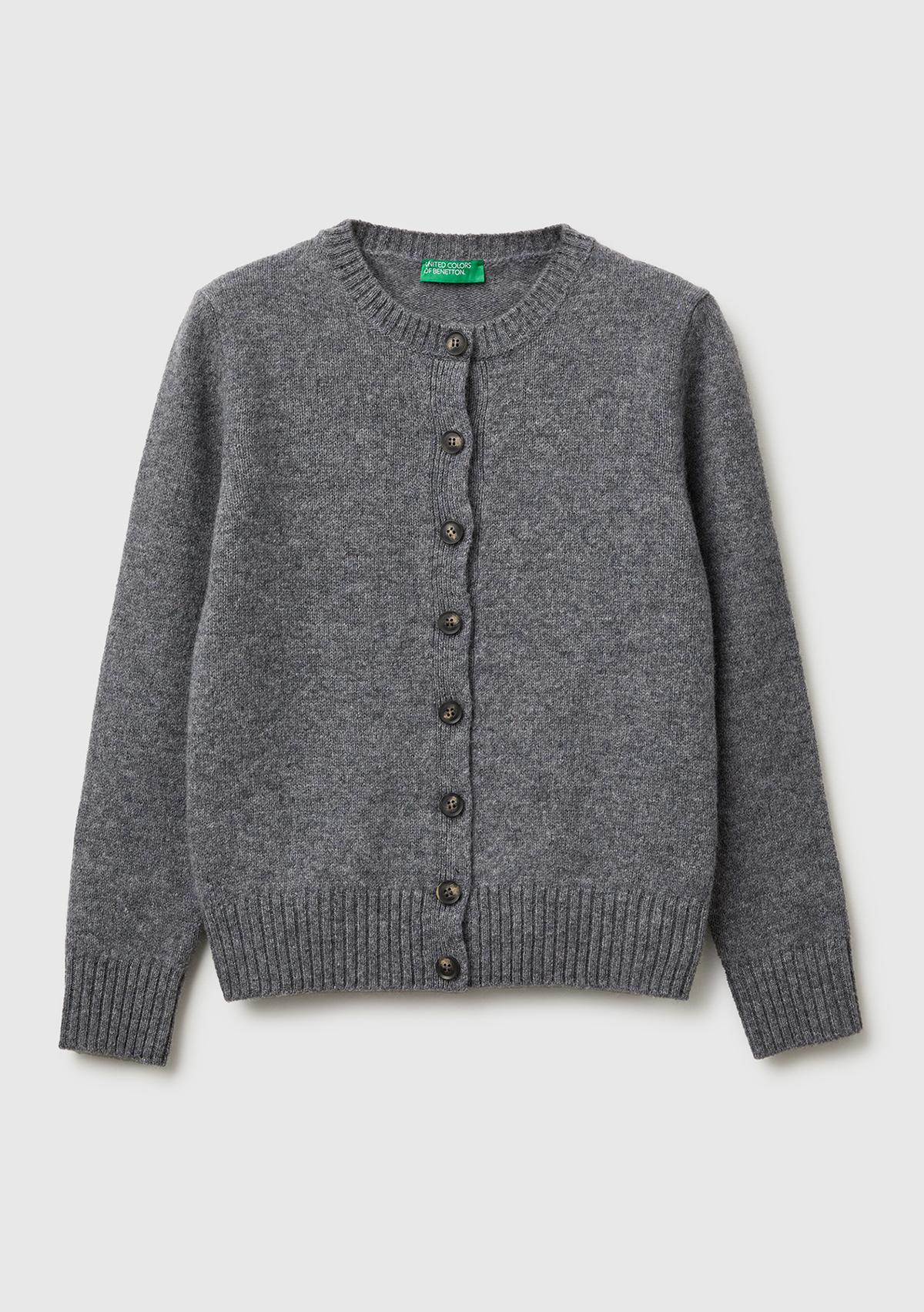 Kadın Antrasit Melanj Shetland Hırka