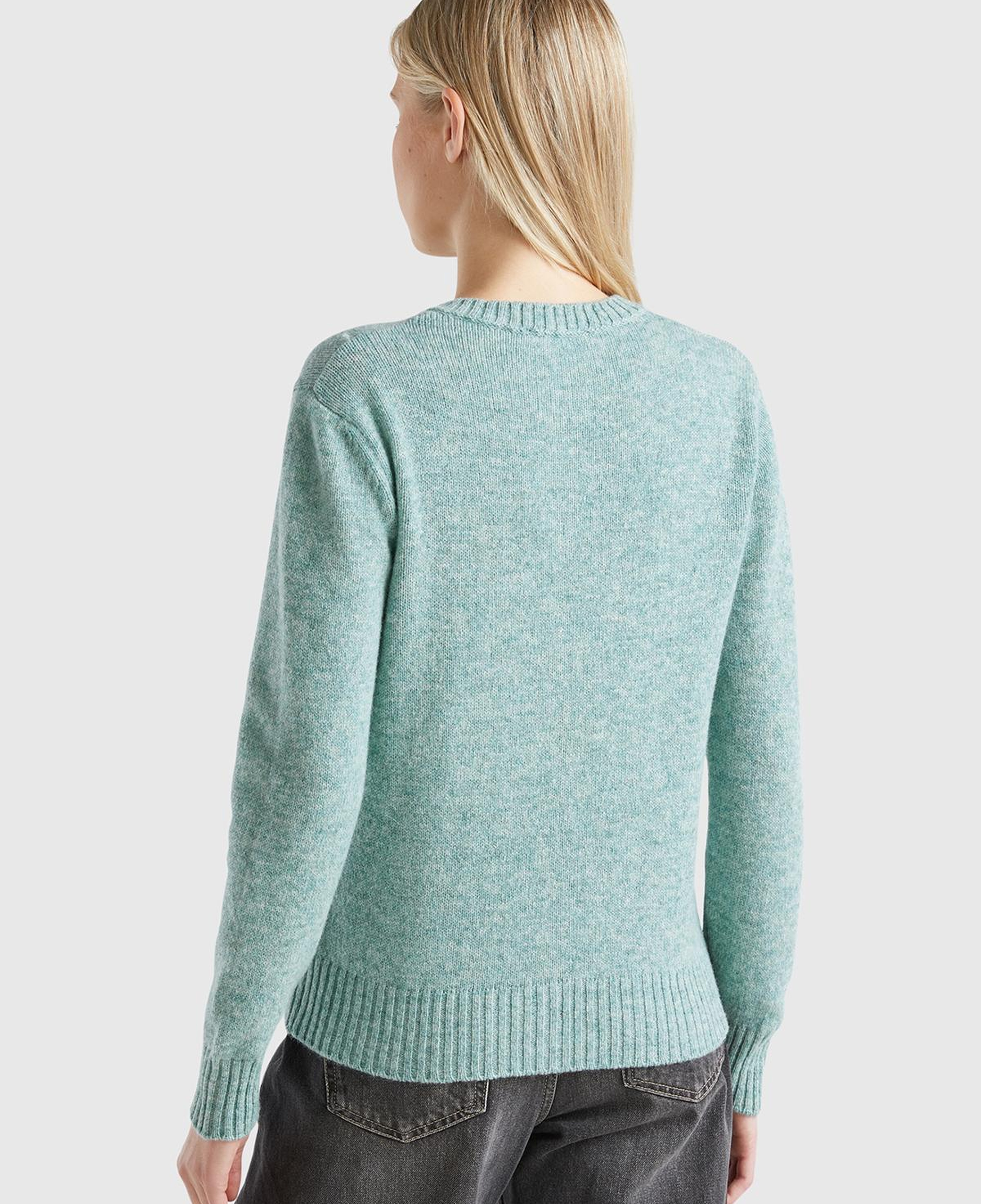 Kadın Turkuaz Melanj Shetland Hırka