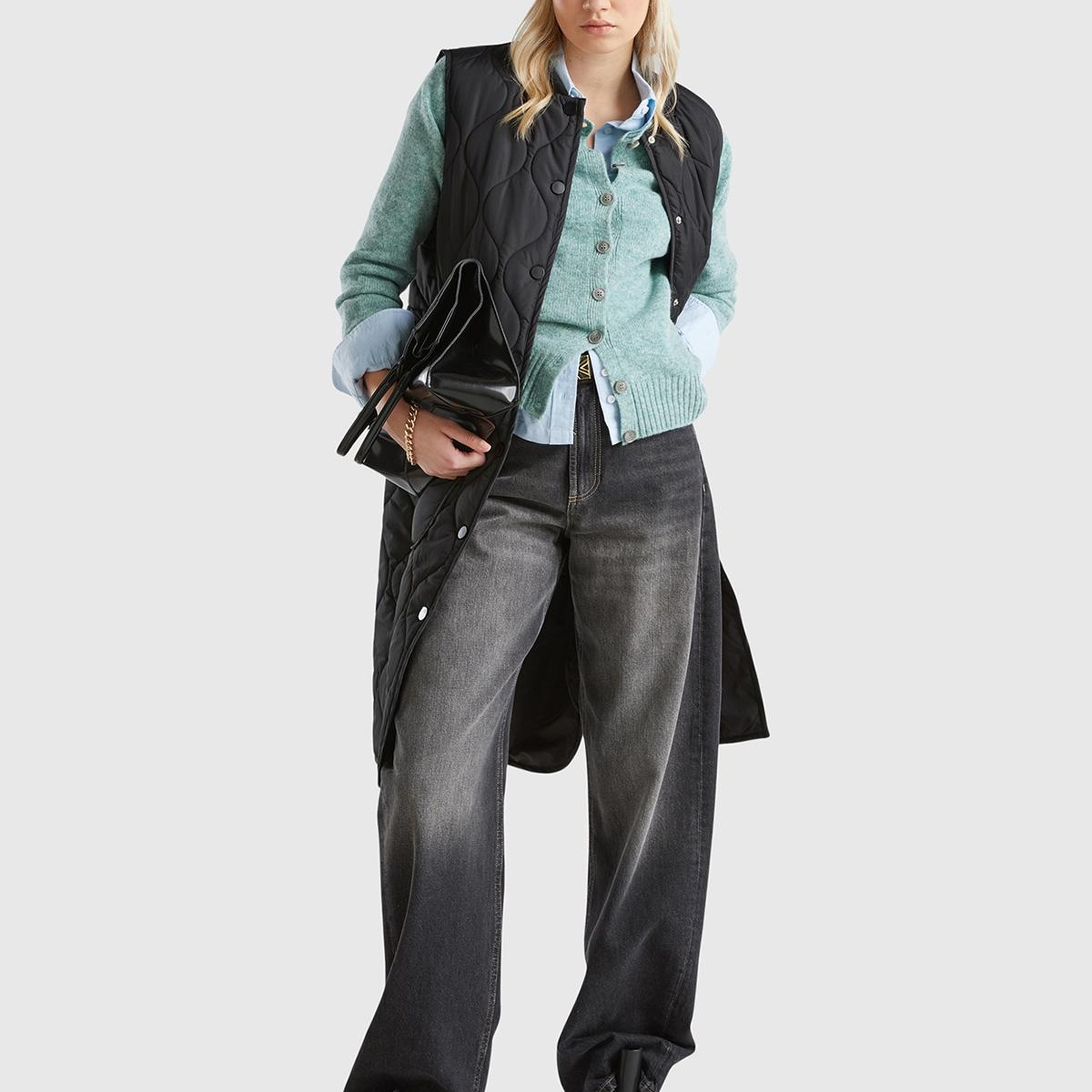 Kadın Turkuaz Melanj Shetland Hırka