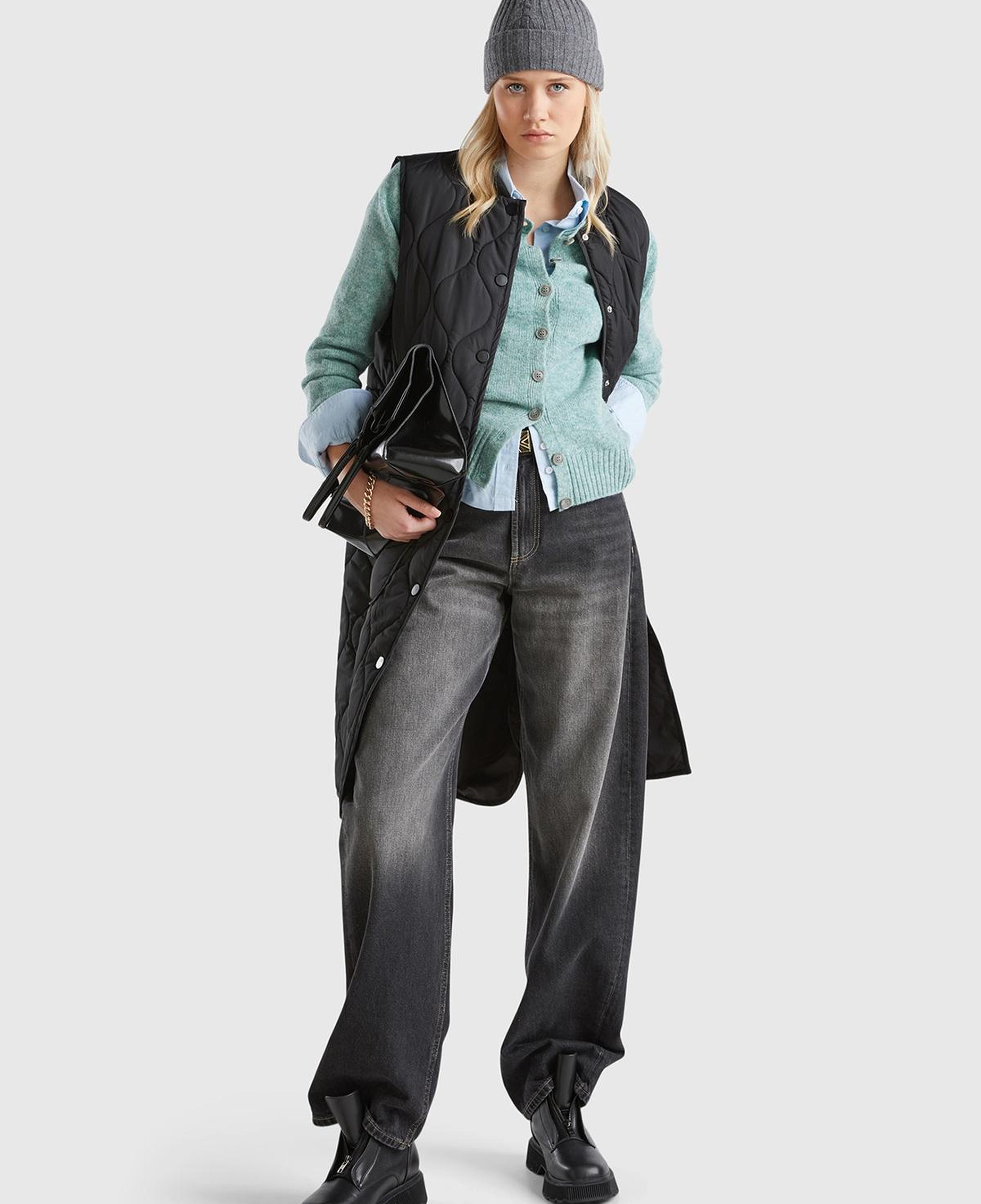 Kadın Turkuaz Melanj Shetland Hırka