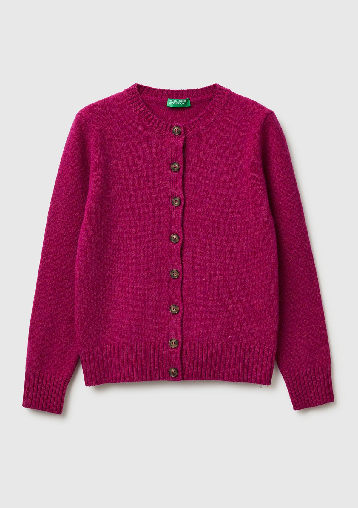 Kadın Fuşya Shetland Hırka