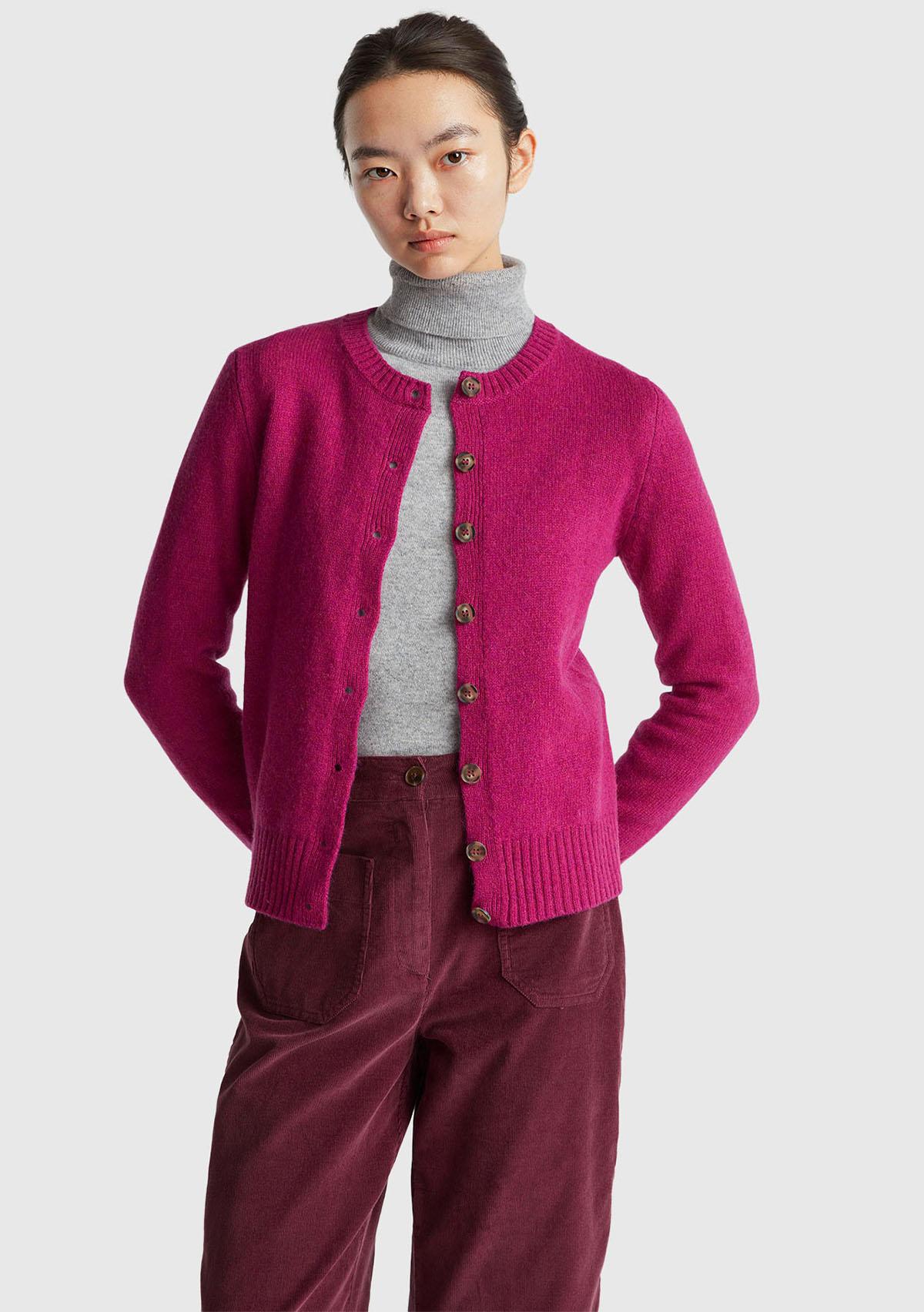 Kadın Fuşya Shetland Hırka