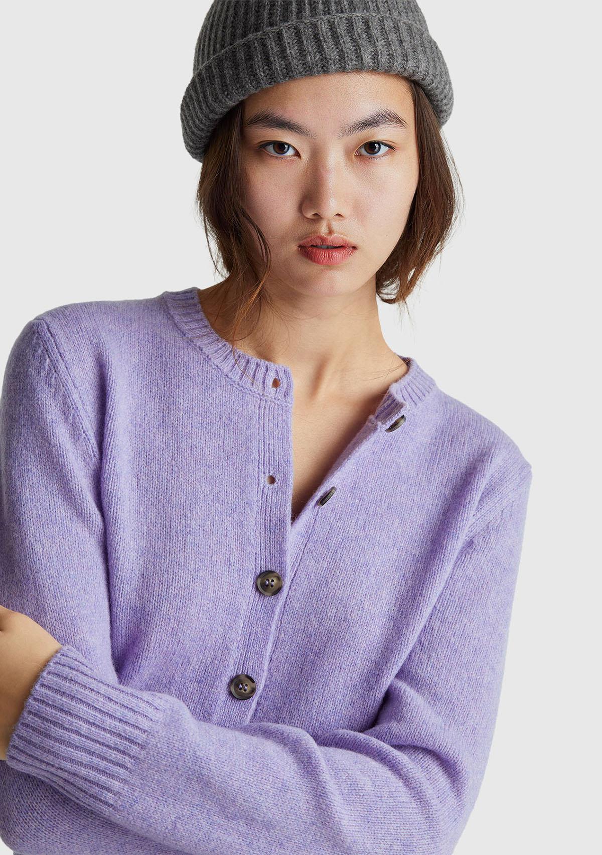 Kadın Koyu Lİla Shetland Hırka