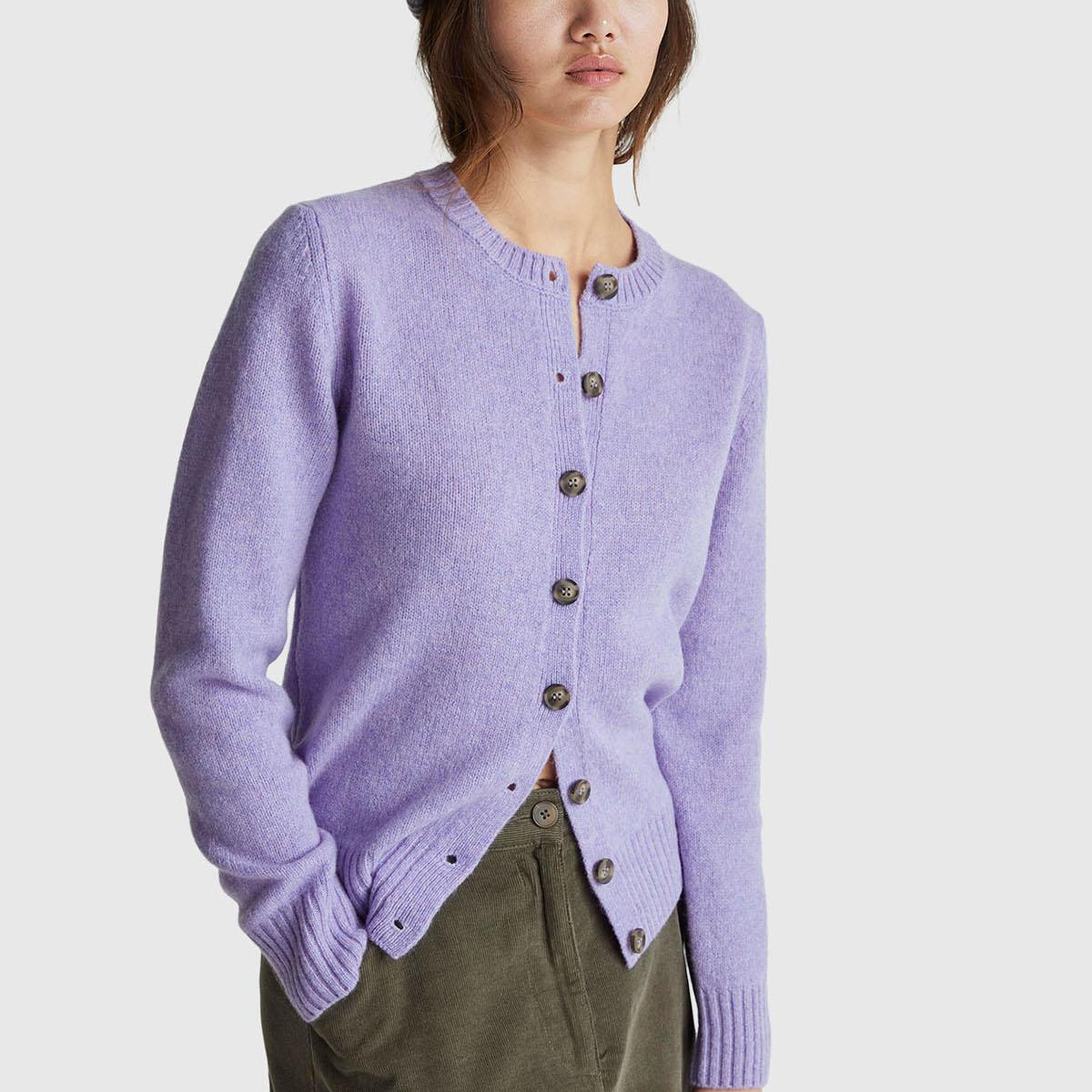 Kadın Koyu Lİla Shetland Hırka