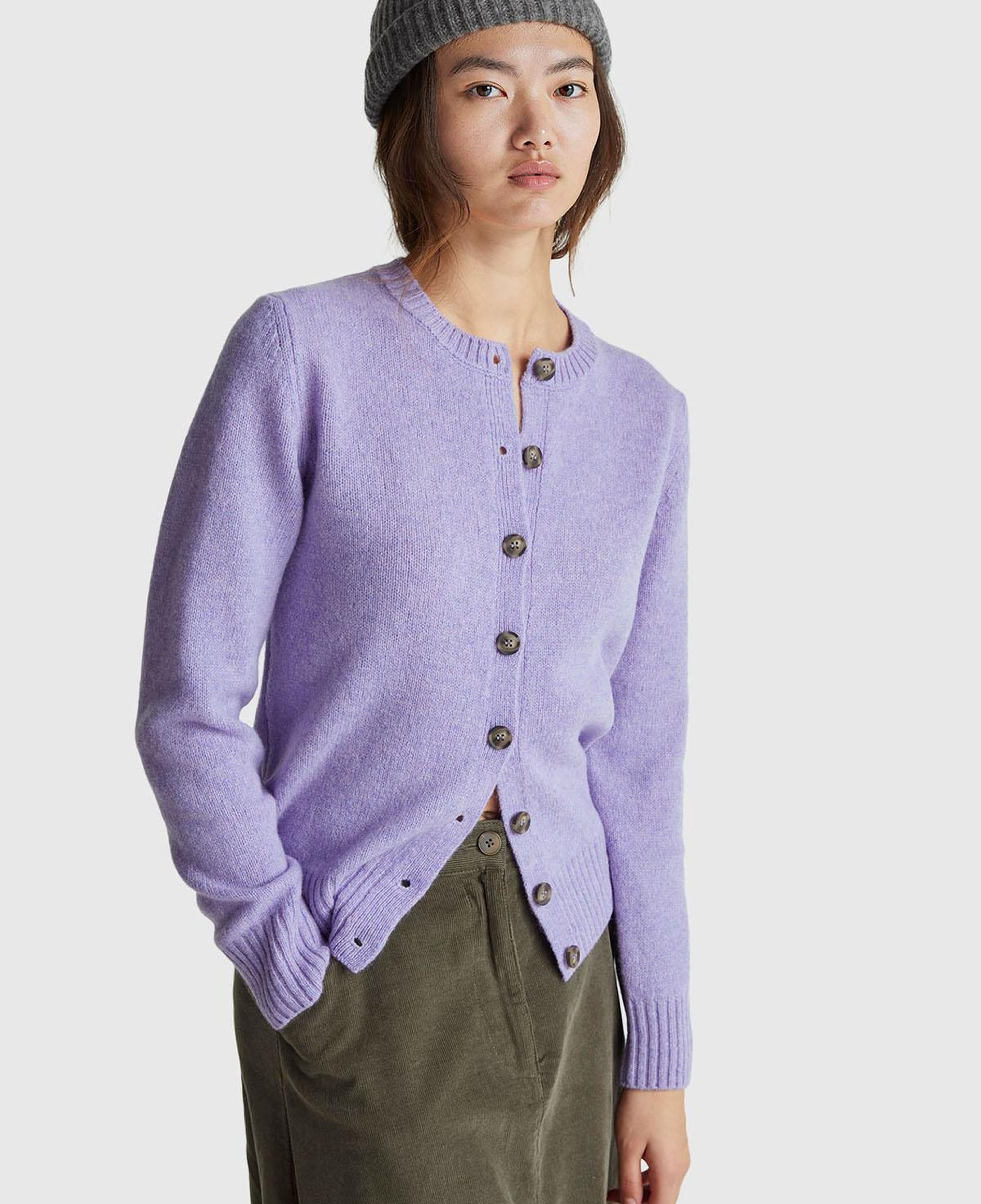 Kadın Koyu Lİla Shetland Hırka