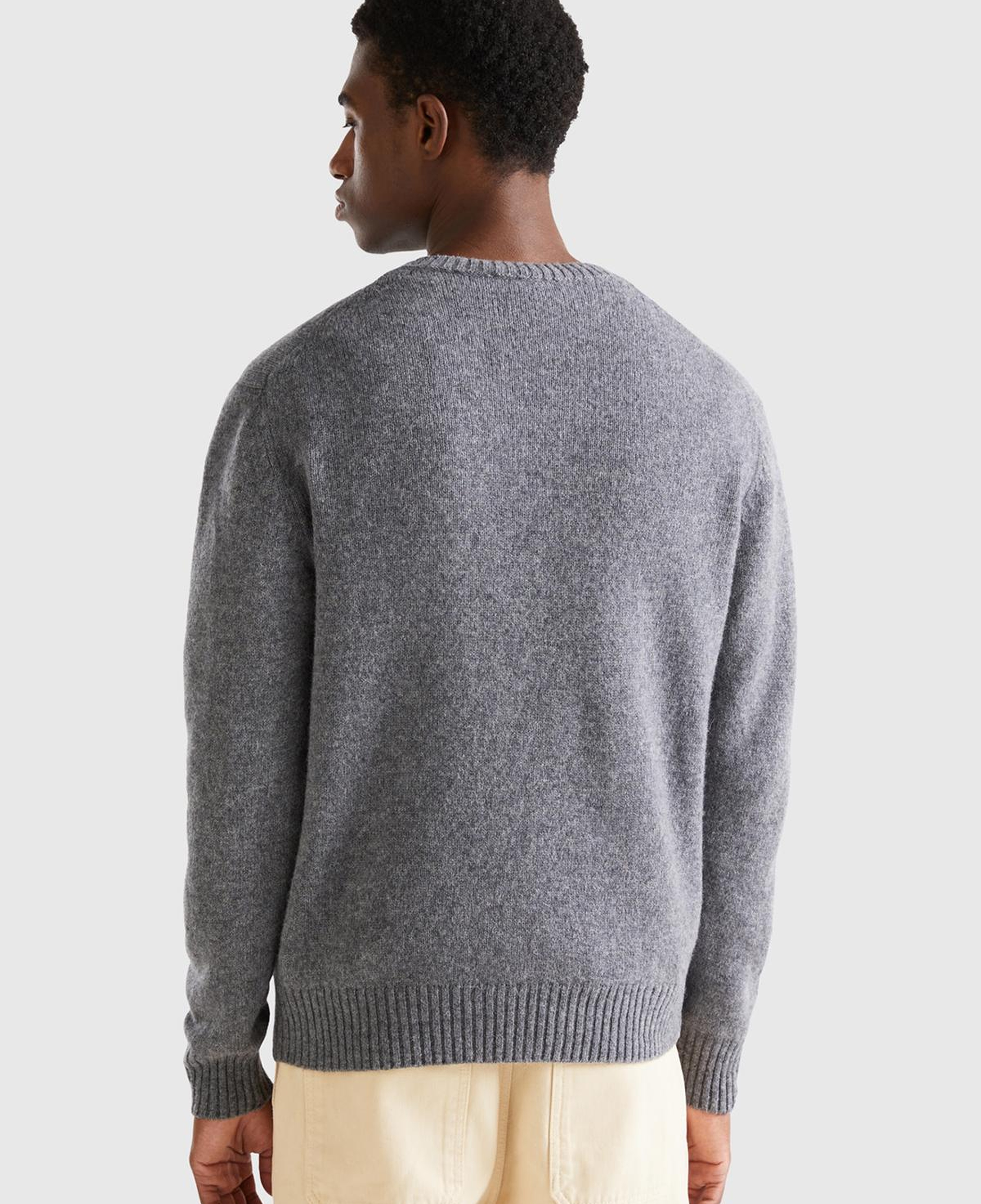 Erkek Antrasit Melanj Bisiklet Yaka Shetland Kazak