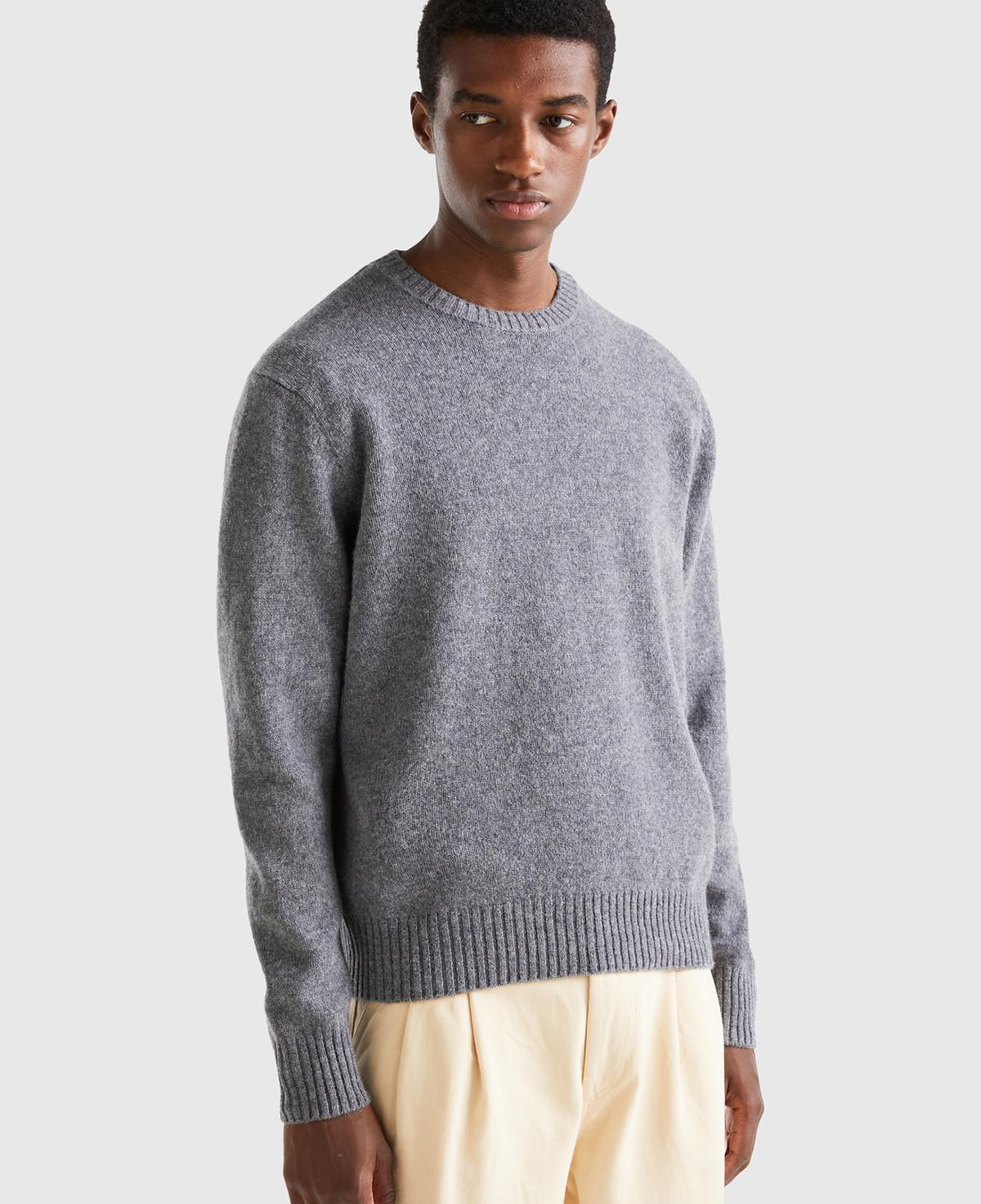 Erkek Antrasit Melanj Bisiklet Yaka Shetland Kazak