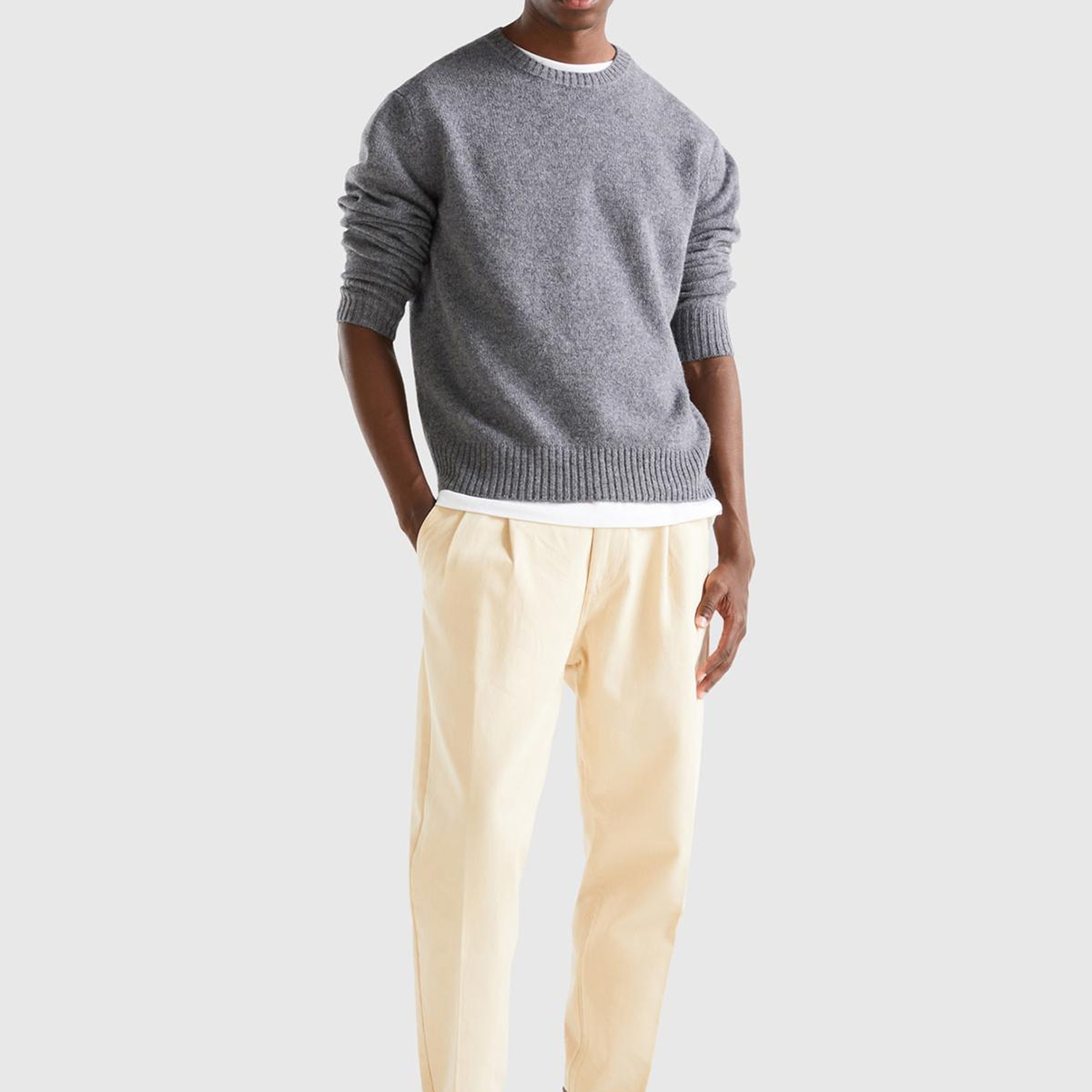 Erkek Antrasit Melanj Bisiklet Yaka Shetland Kazak