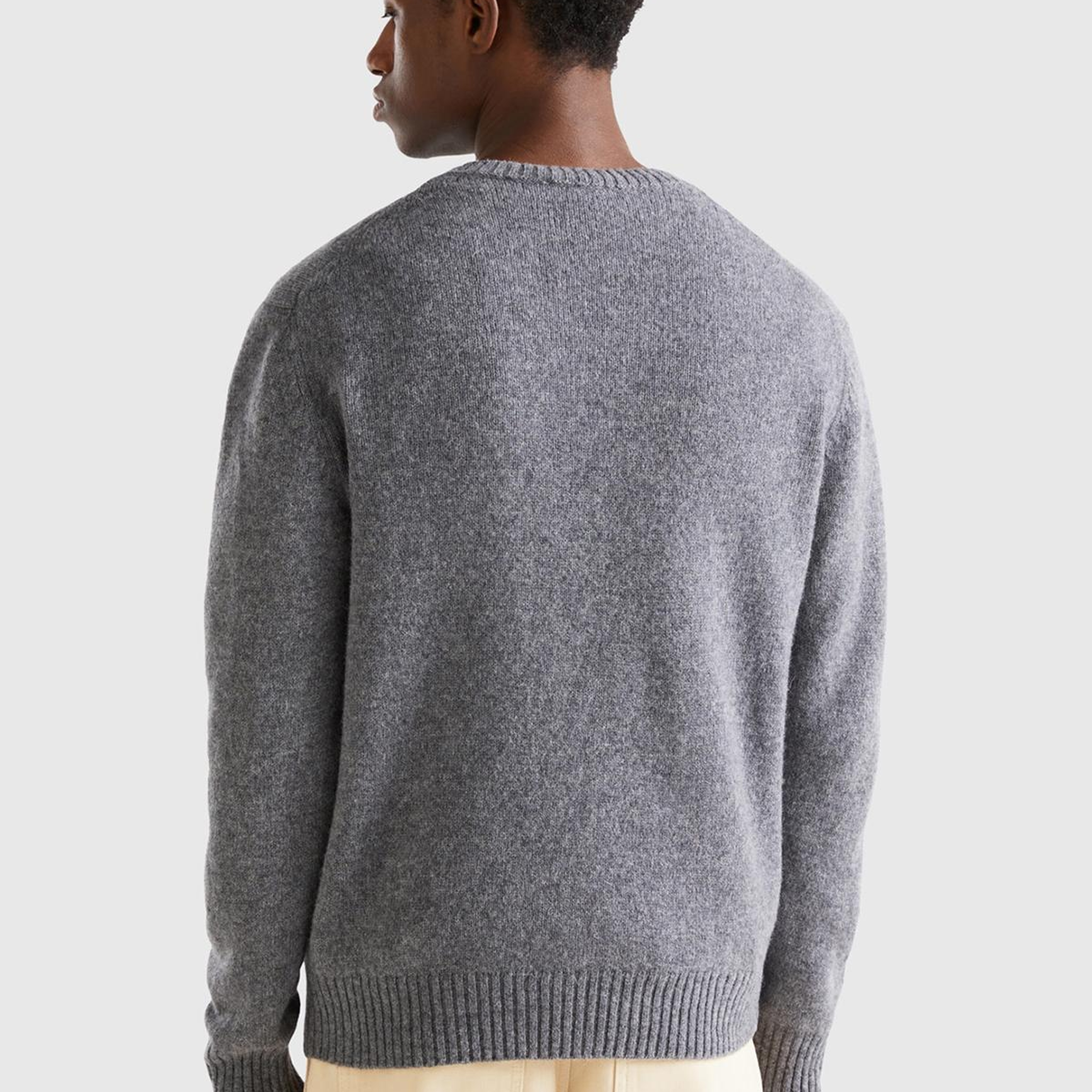 Erkek Antrasit Melanj Bisiklet Yaka Shetland Kazak