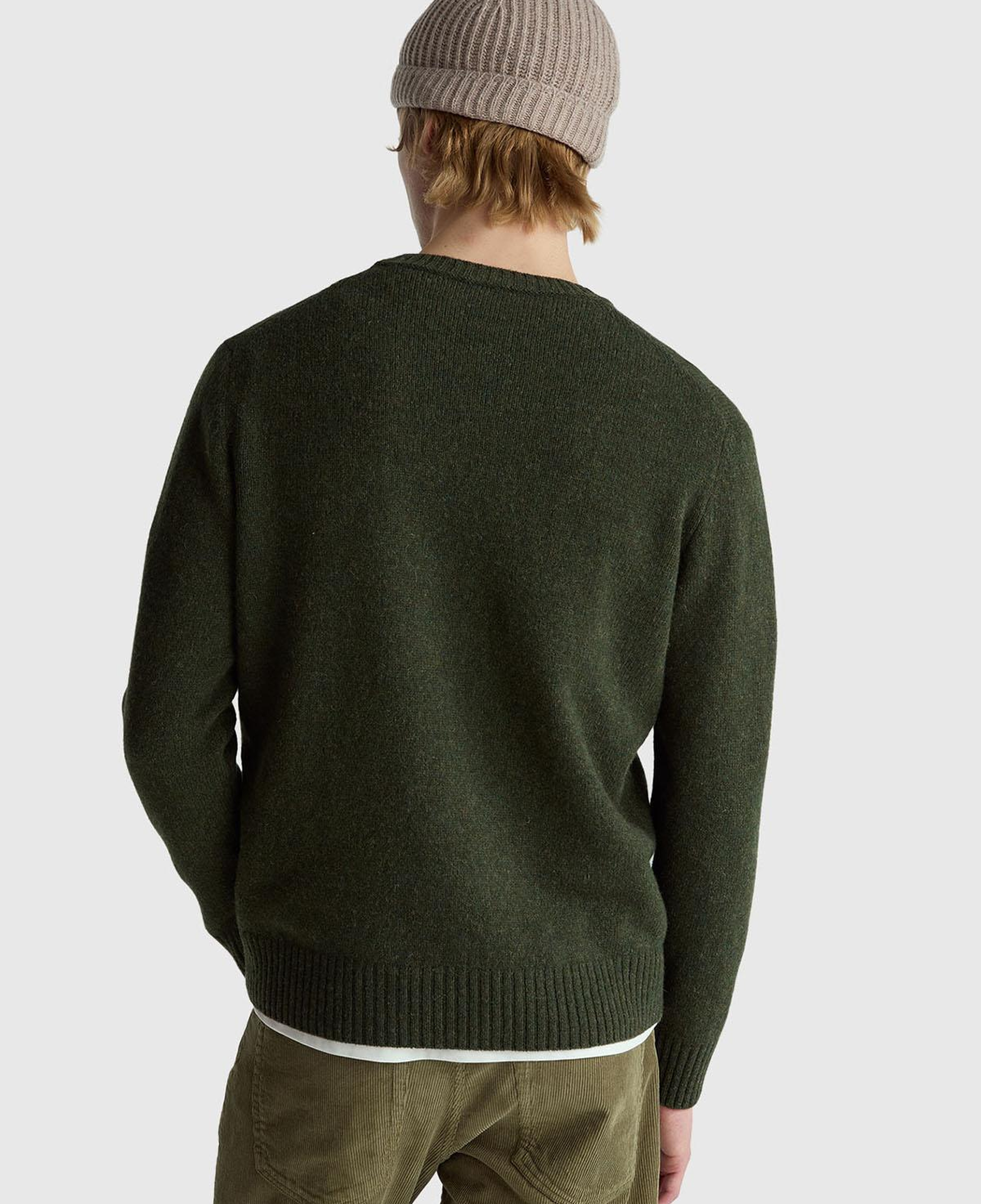 Erkek Koyu Yeşil Bisiklet Yaka Shetland Kazak