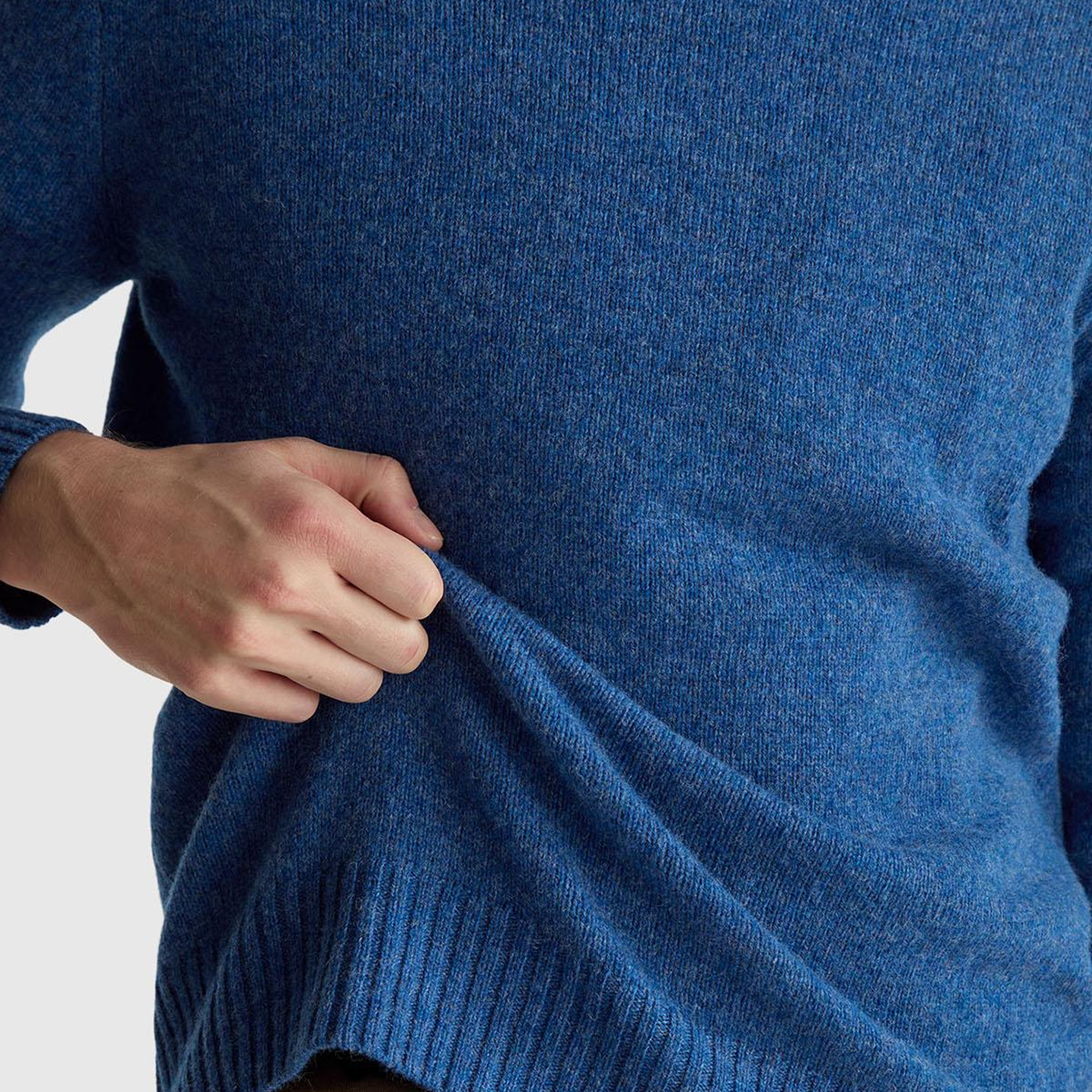 Erkek Mavi Bisiklet Yaka Shetland Kazak