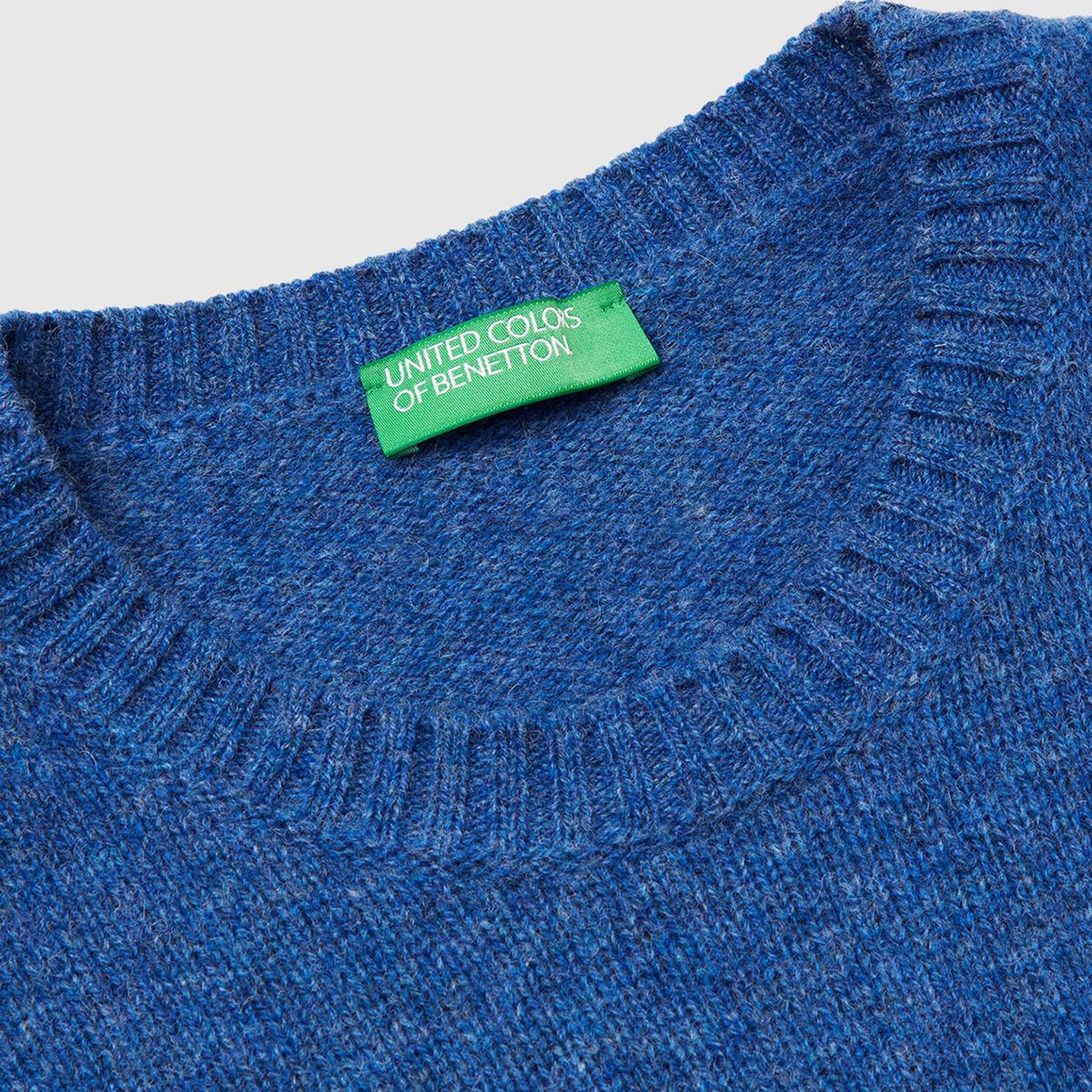 Erkek Mavi Bisiklet Yaka Shetland Kazak