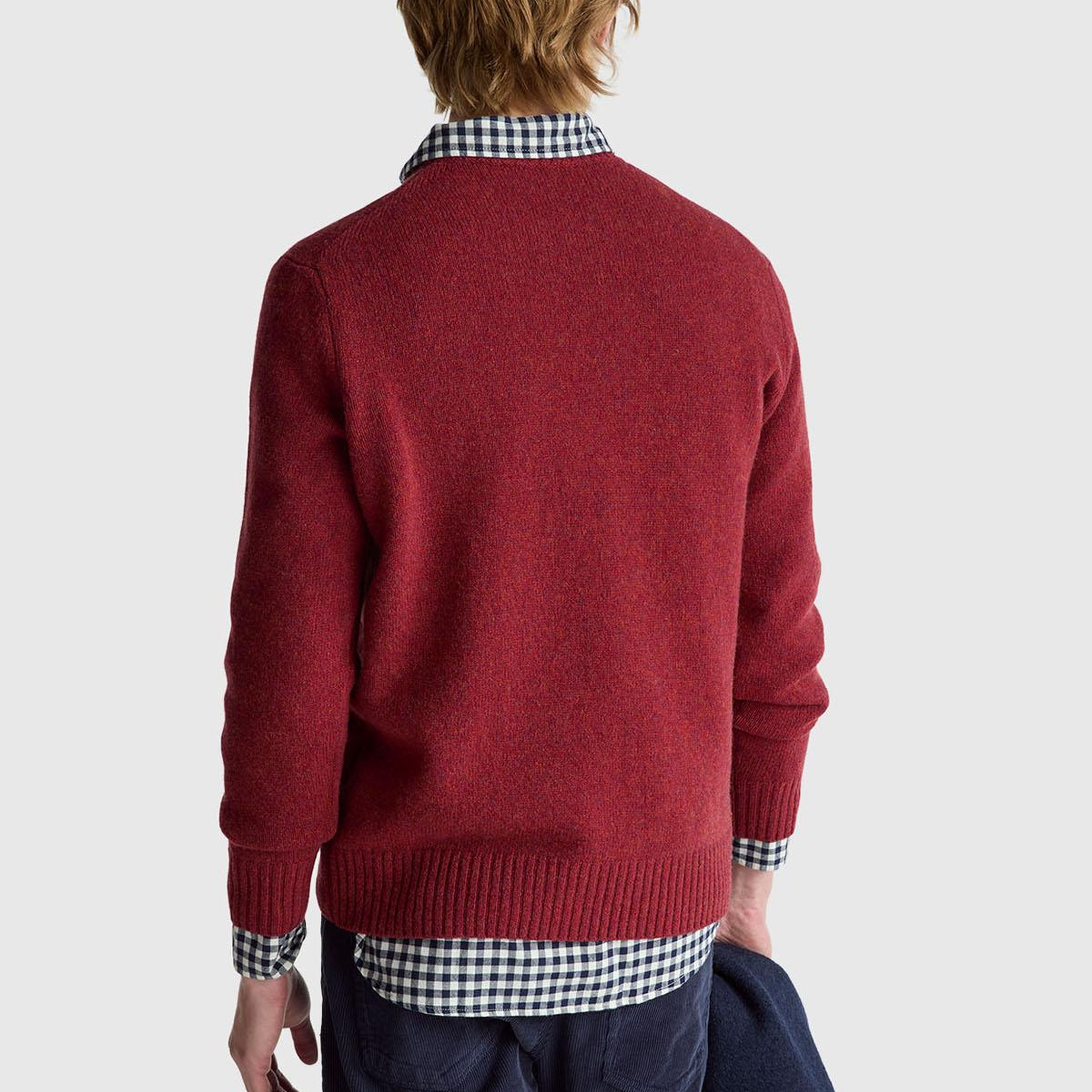 Erkek Bordo Bisiklet Yaka Shetland Kazak