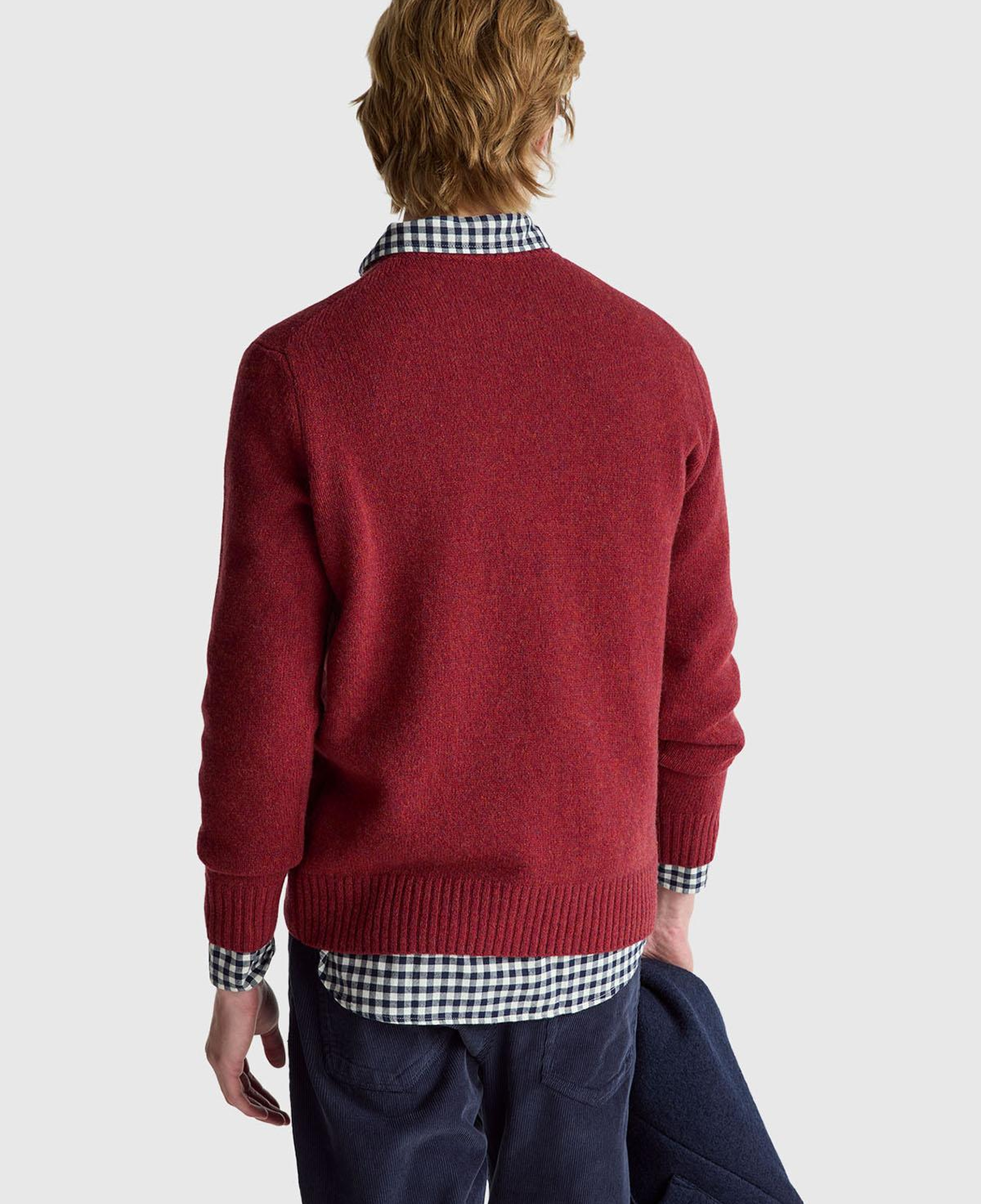 Erkek Bordo Bisiklet Yaka Shetland Kazak