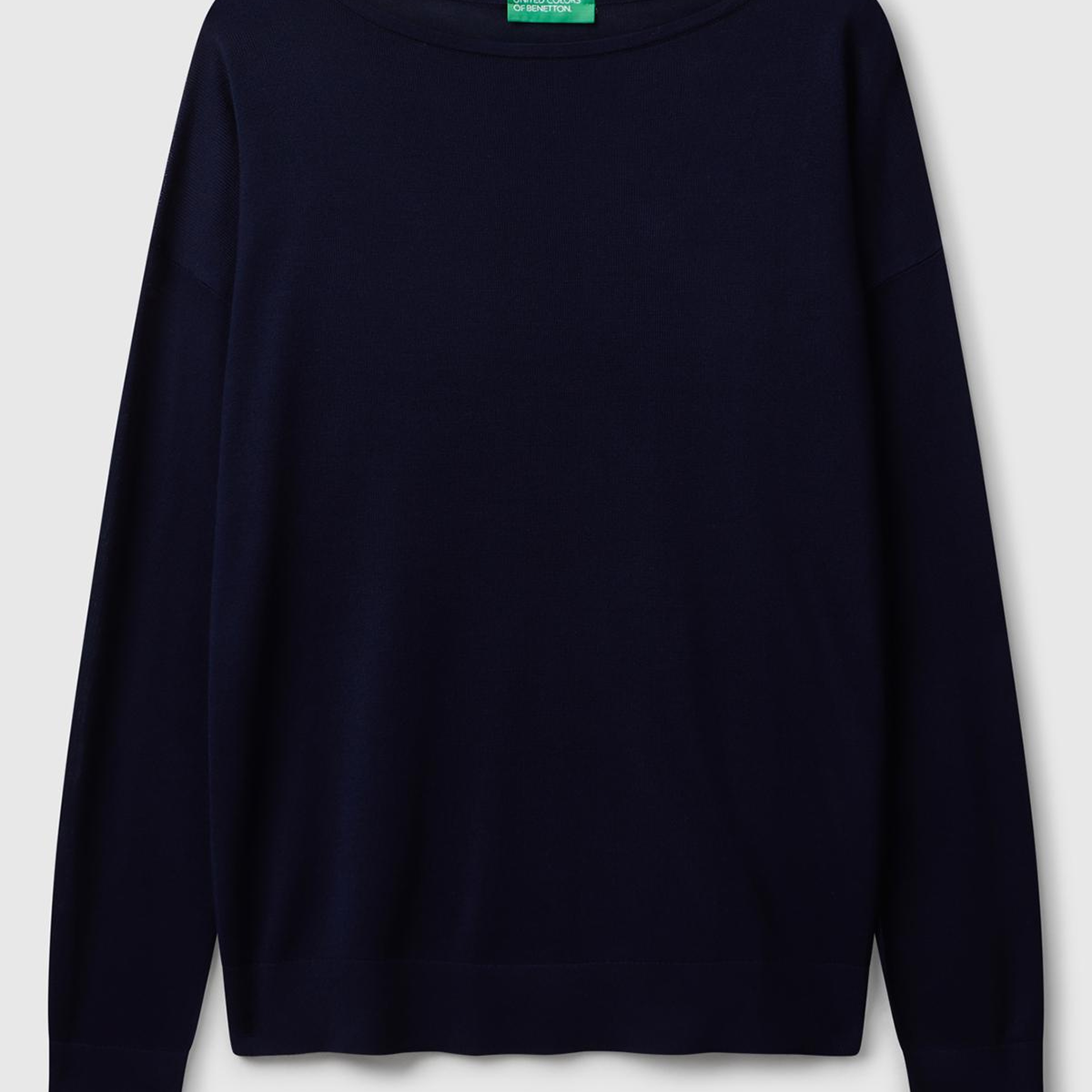 Kadın Lacivert %100 Viskoz Kayık Yaka Kazak