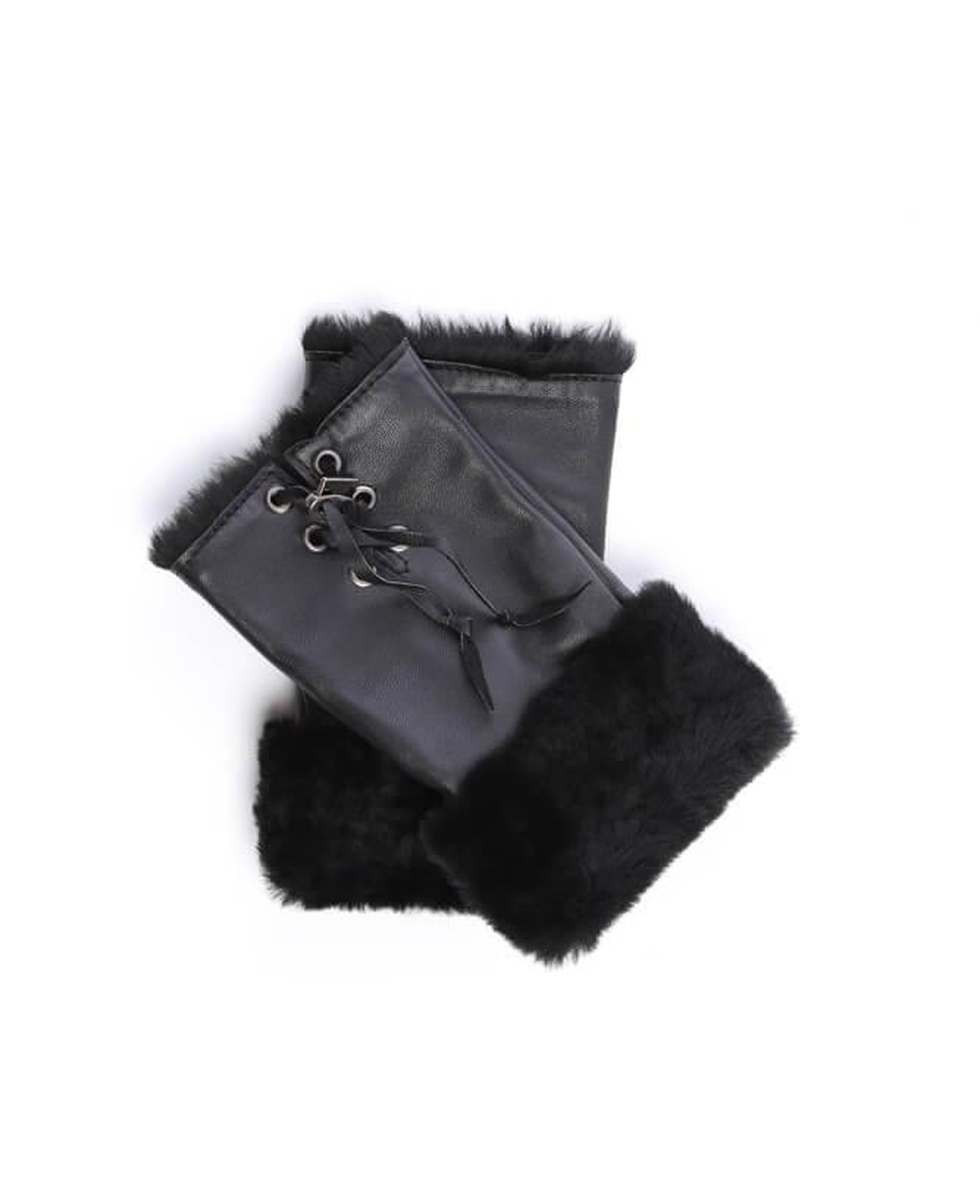 Tamer Tanca Kadın Kuzu Kürk Siyah Eldiven ELDIVEN