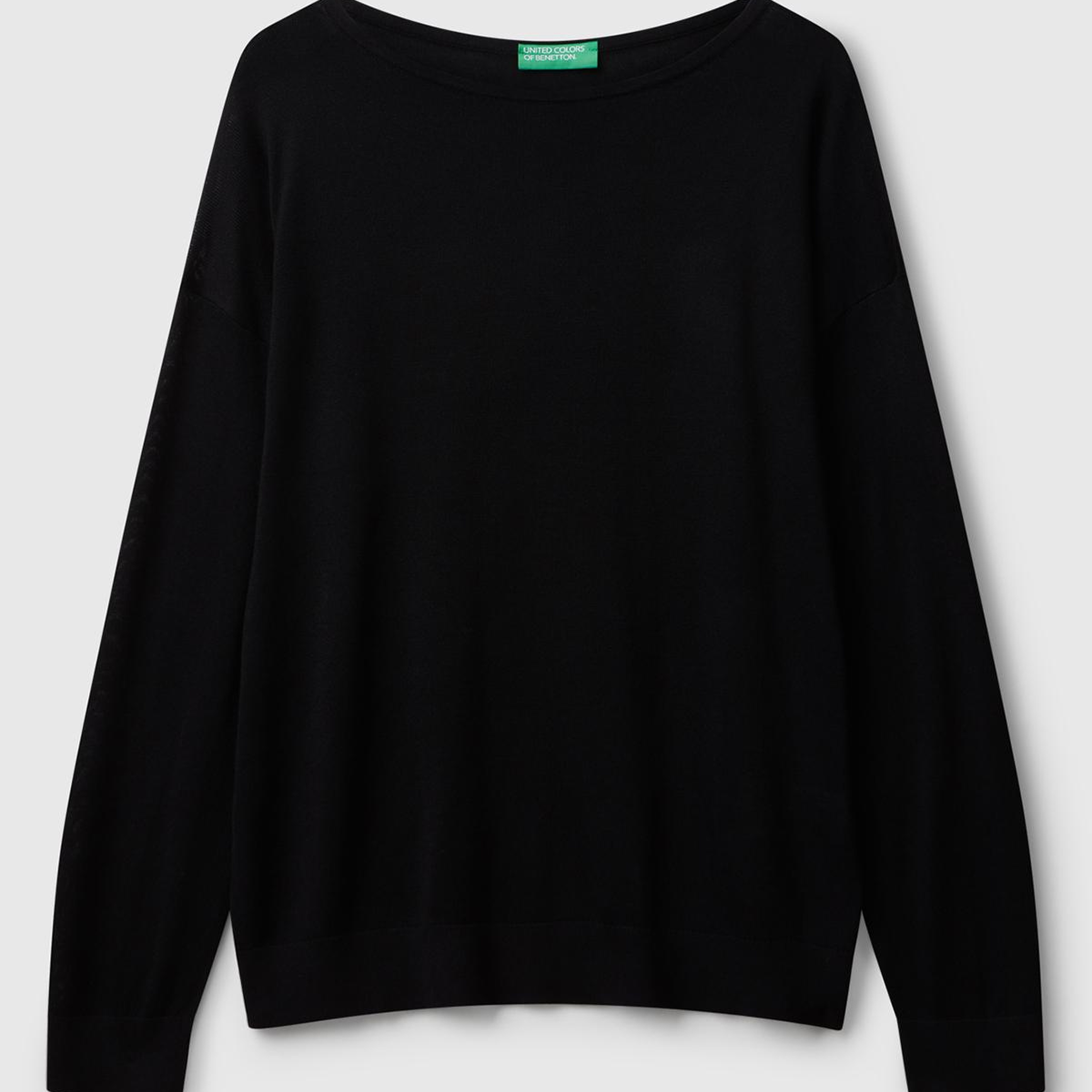 Kadın Sİyah %100 Viskoz Kayık Yaka Kazak