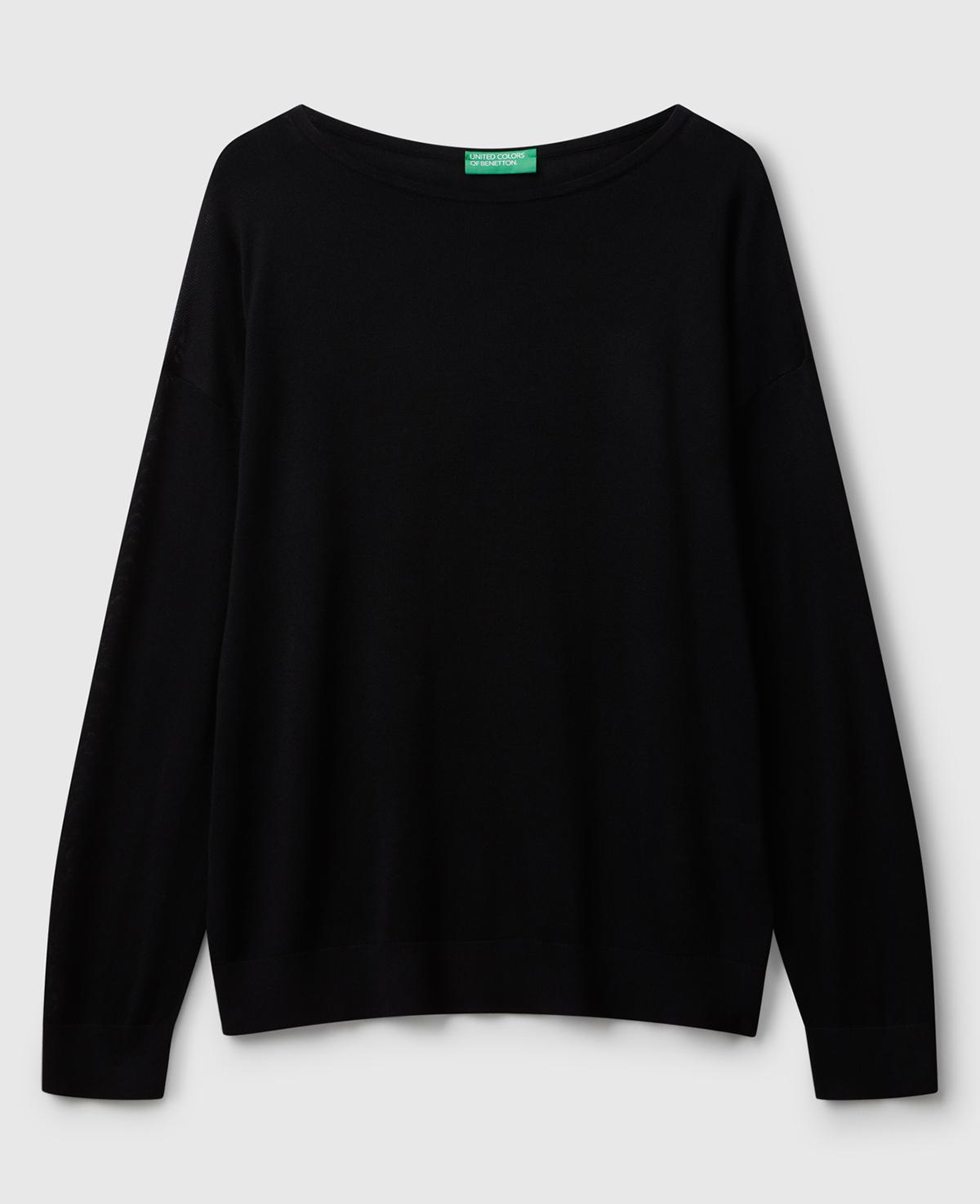 Kadın Sİyah %100 Viskoz Kayık Yaka Kazak