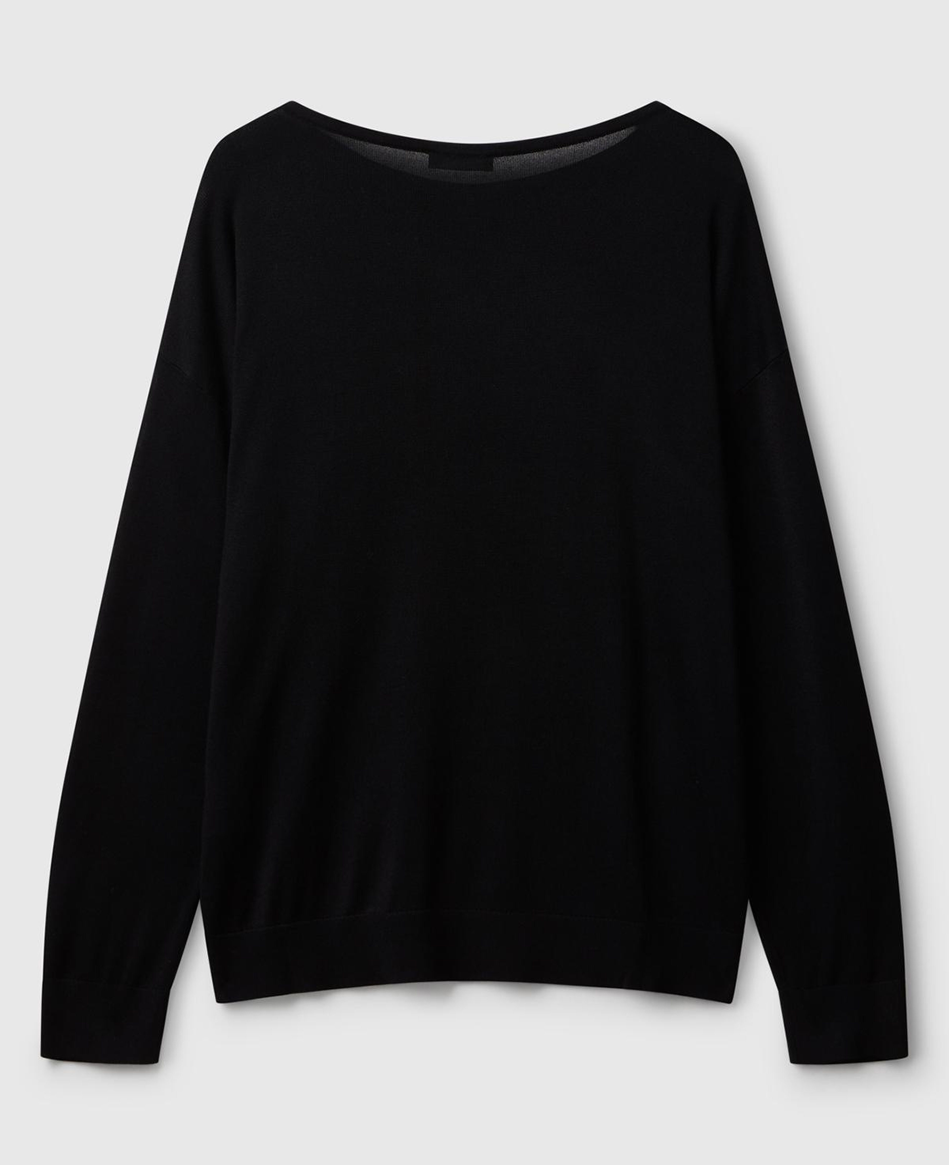 Kadın Sİyah %100 Viskoz Kayık Yaka Kazak