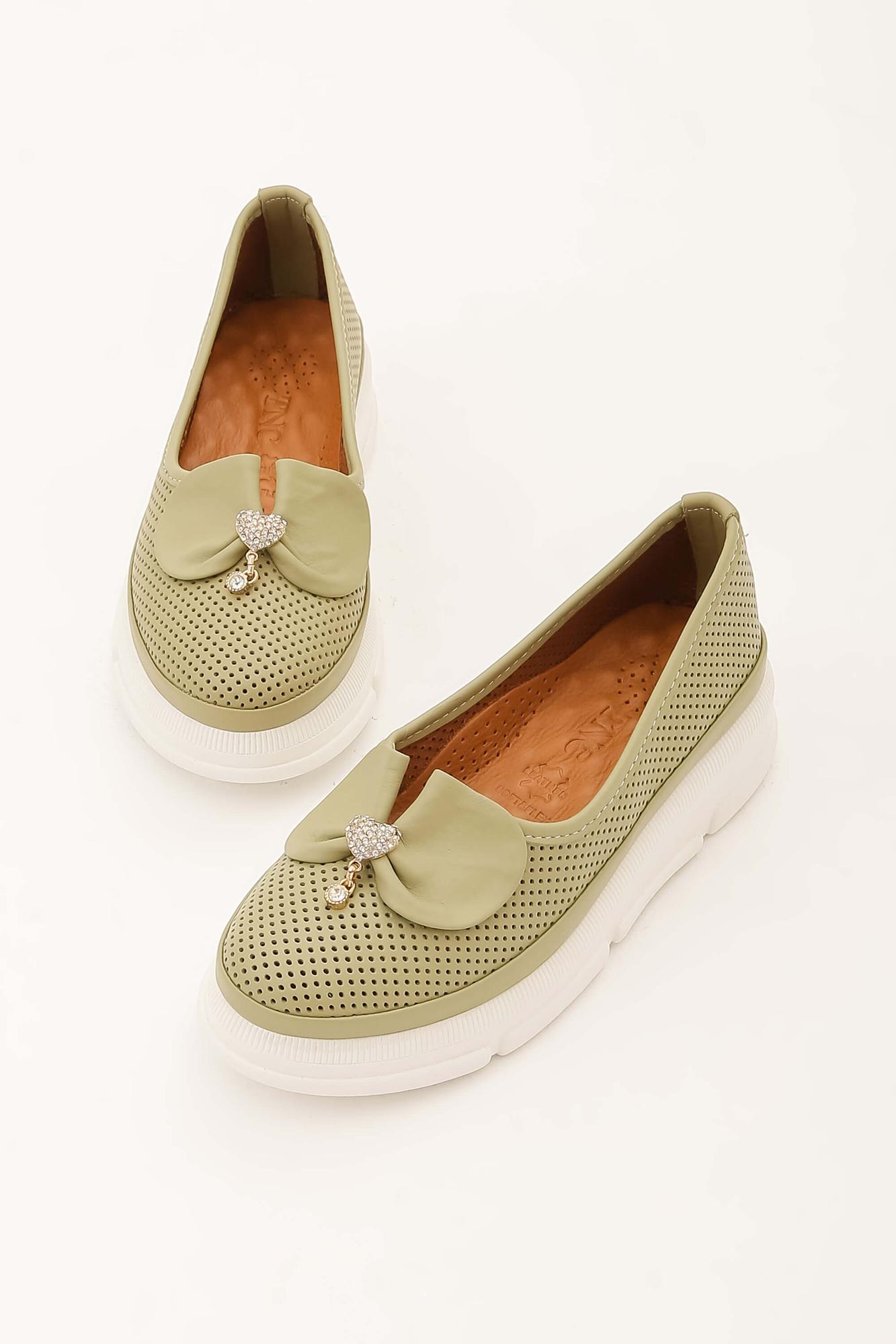 Tamer Tanca Kadın Hakiki Deri Yeşil Comfort Ayakkabı