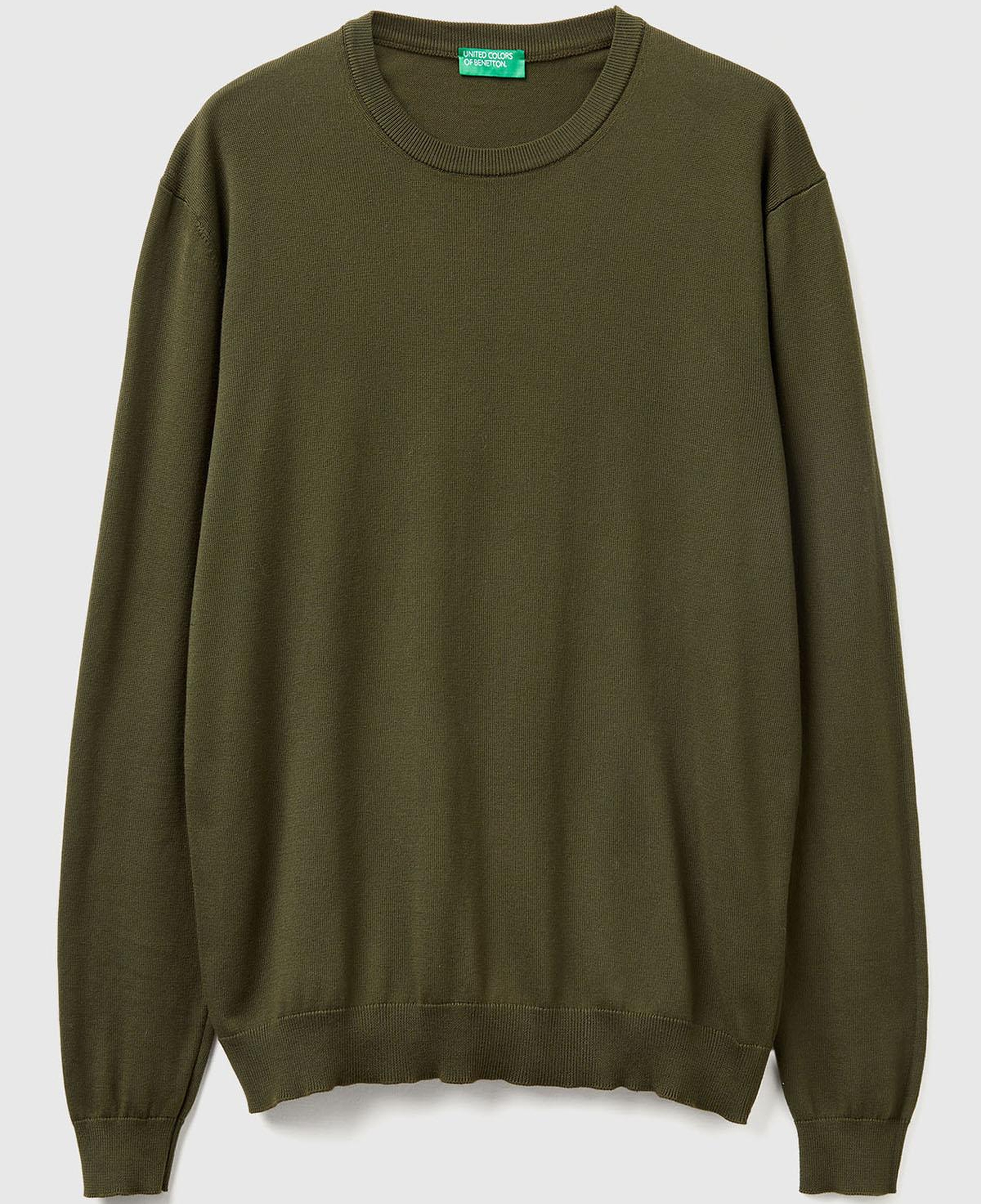 Erkek Haki  %100 Koton Bisiklet YakaKazak