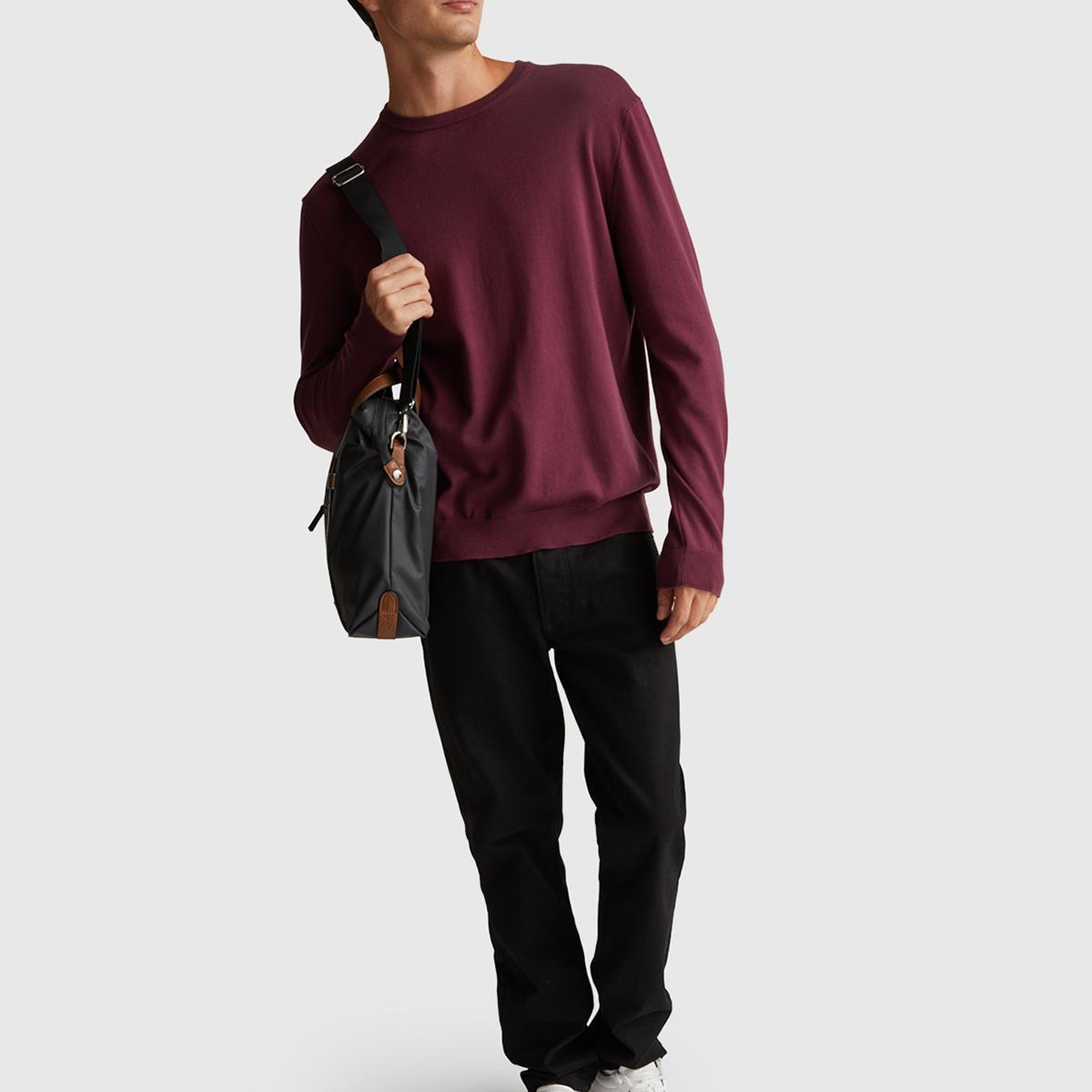 Erkek Mürdüm %100 Koton Bisiklet YakaKazak