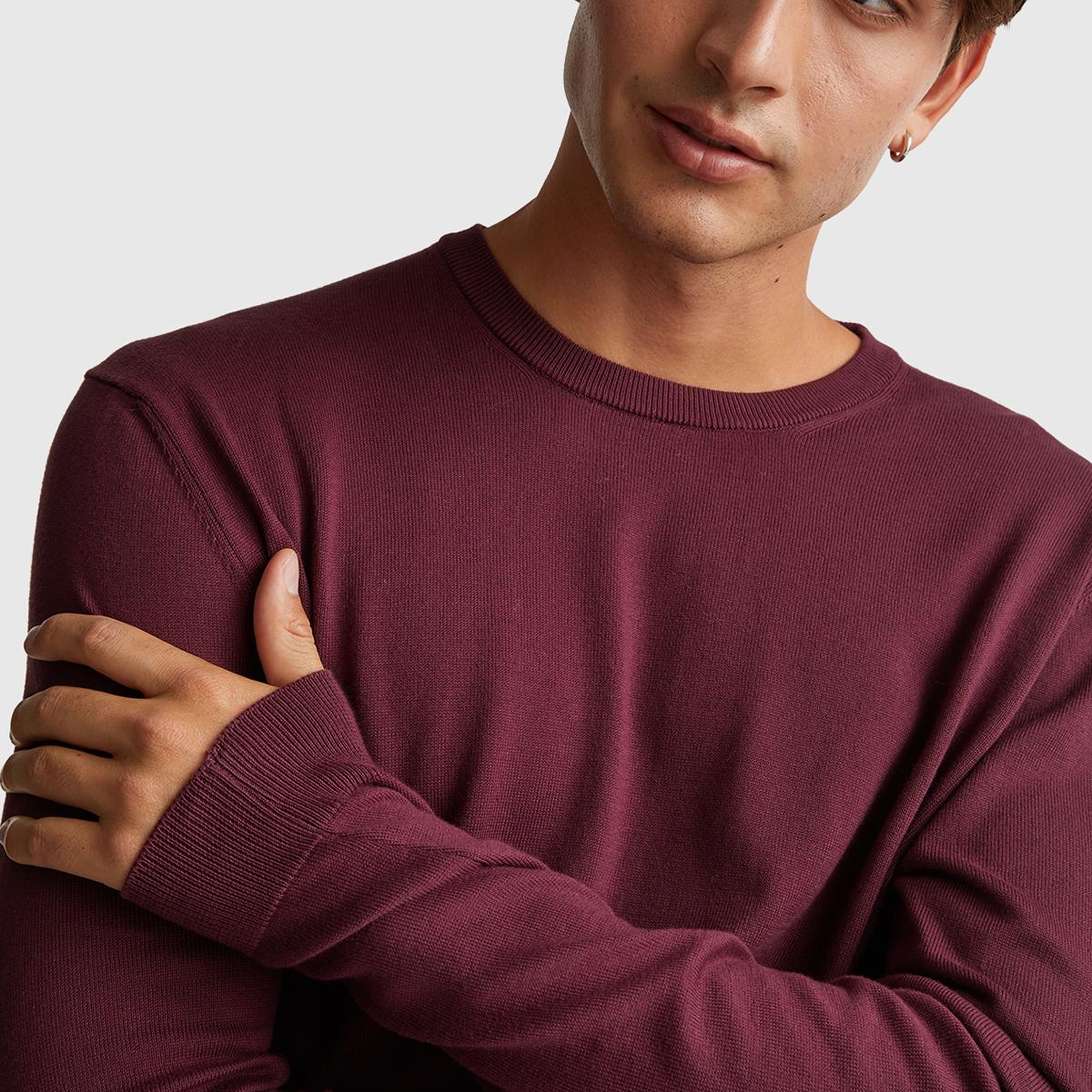 Erkek Mürdüm %100 Koton Bisiklet YakaKazak