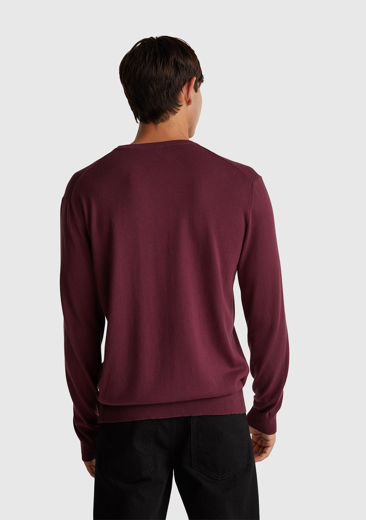 Erkek Mürdüm %100 Koton Bisiklet YakaKazak