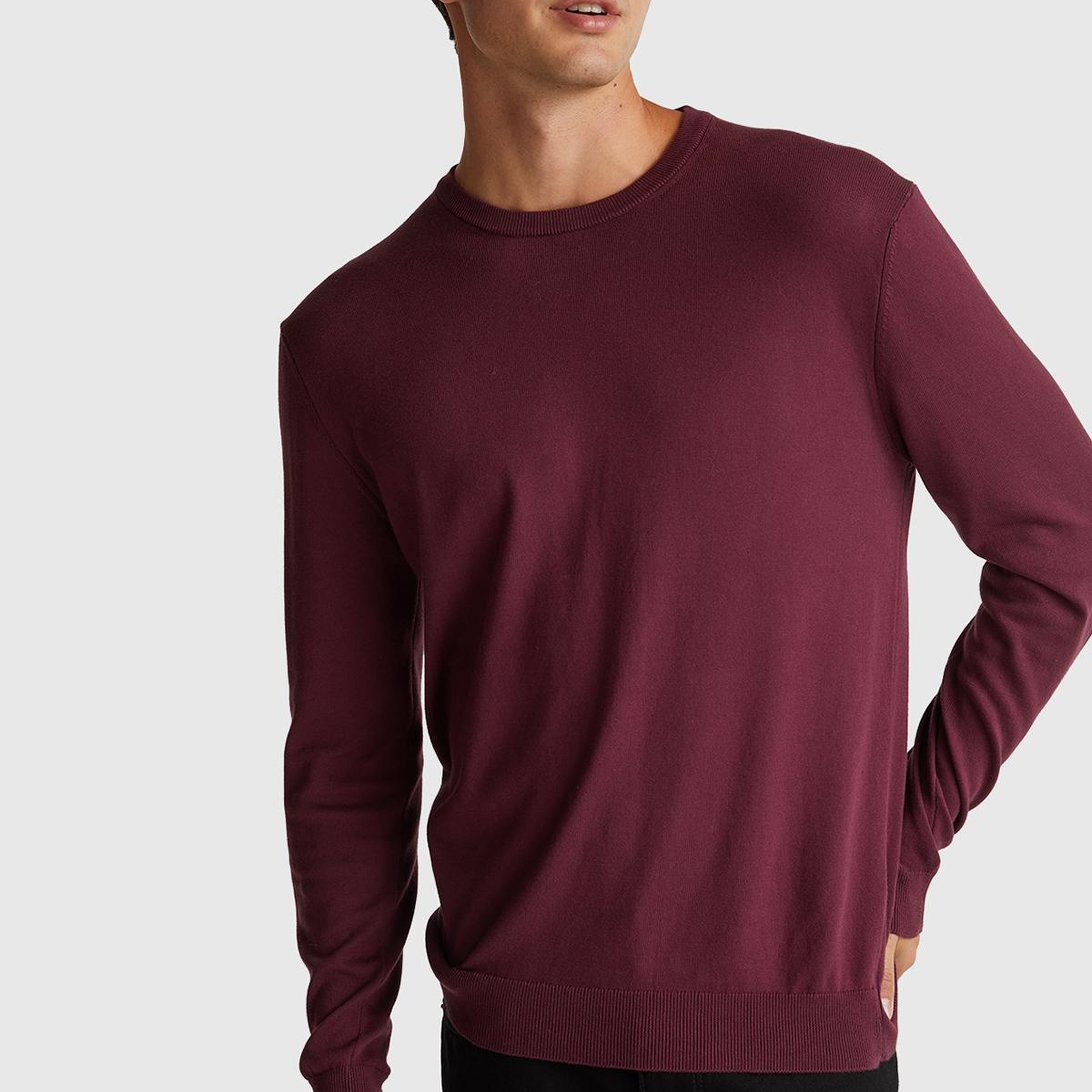 Erkek Mürdüm %100 Koton Bisiklet YakaKazak