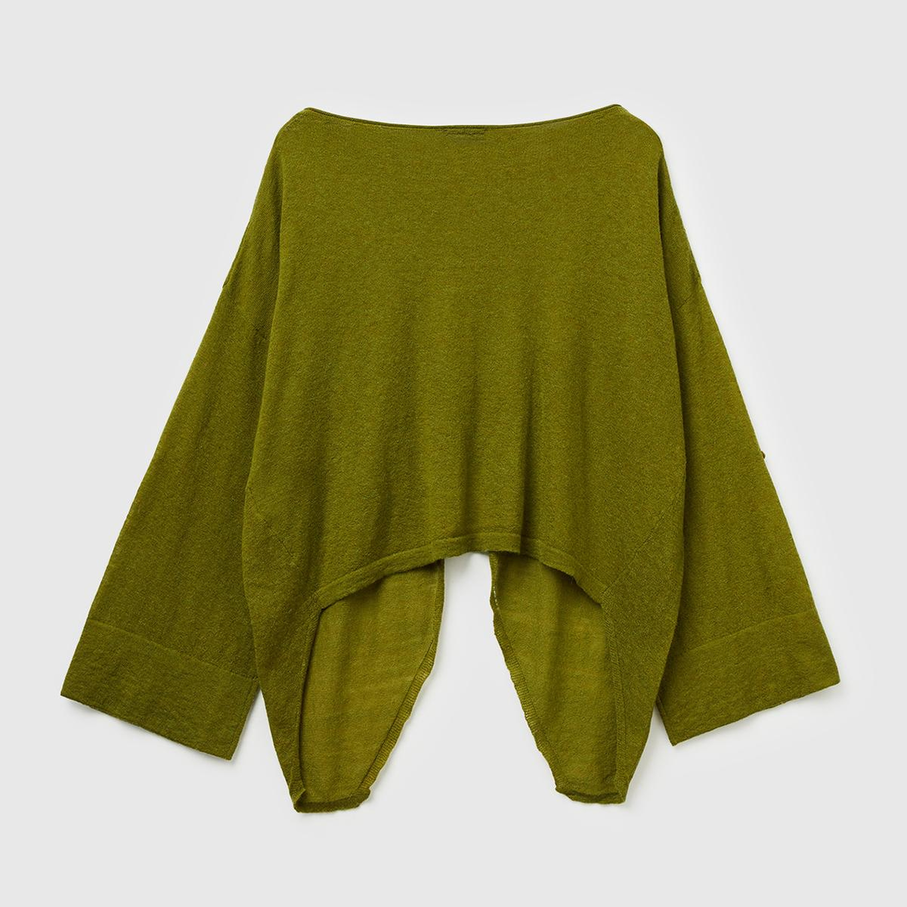 Kadın Haki Yeşili Alpaka ve Yün Karışımlı Düğme Detaylı Beli Bağlamalı Kazak