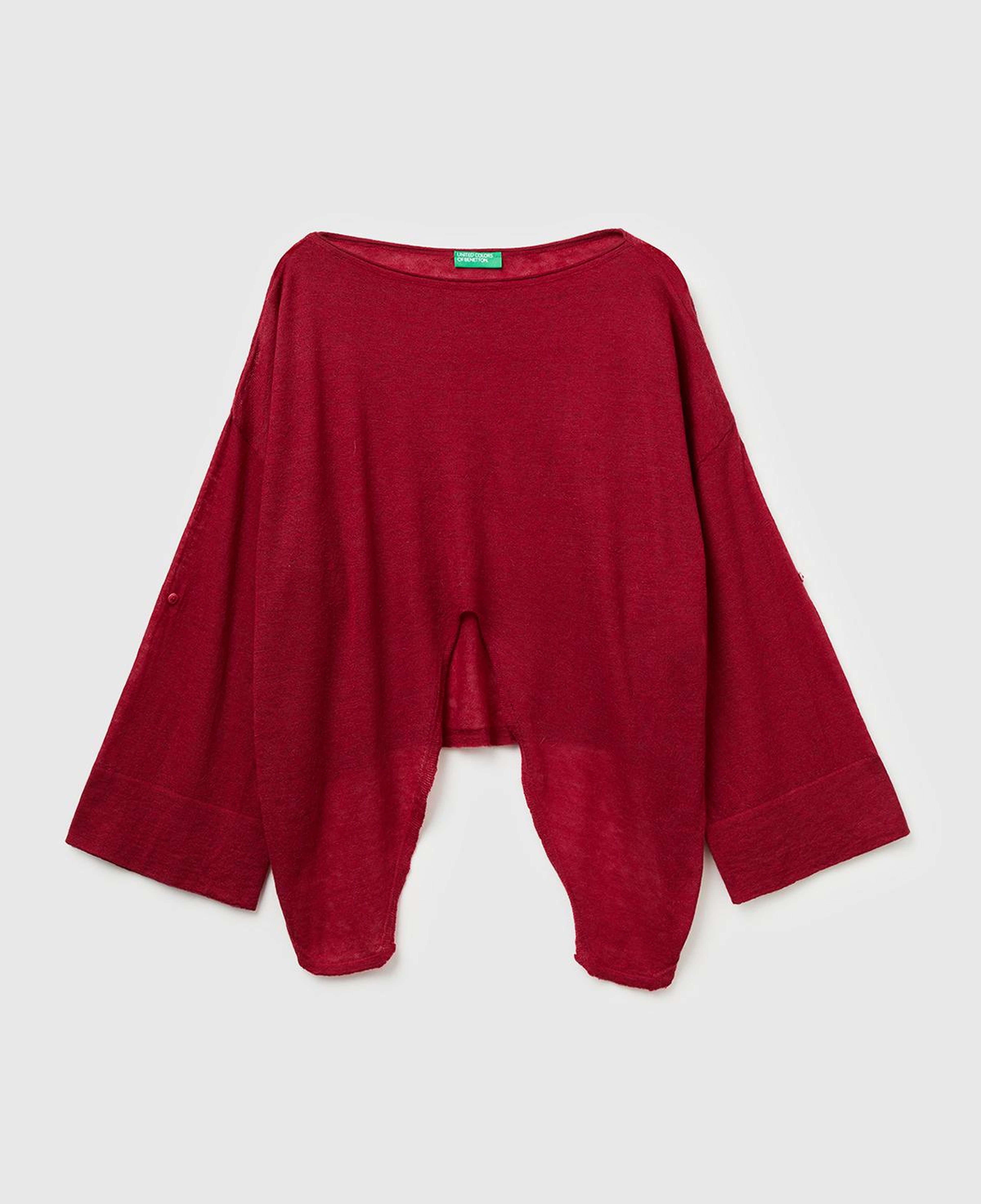 Kadın Fuşya Alpaka ve Yün Karışımlı Düğme Detaylı Beli Bağlamalı Kazak