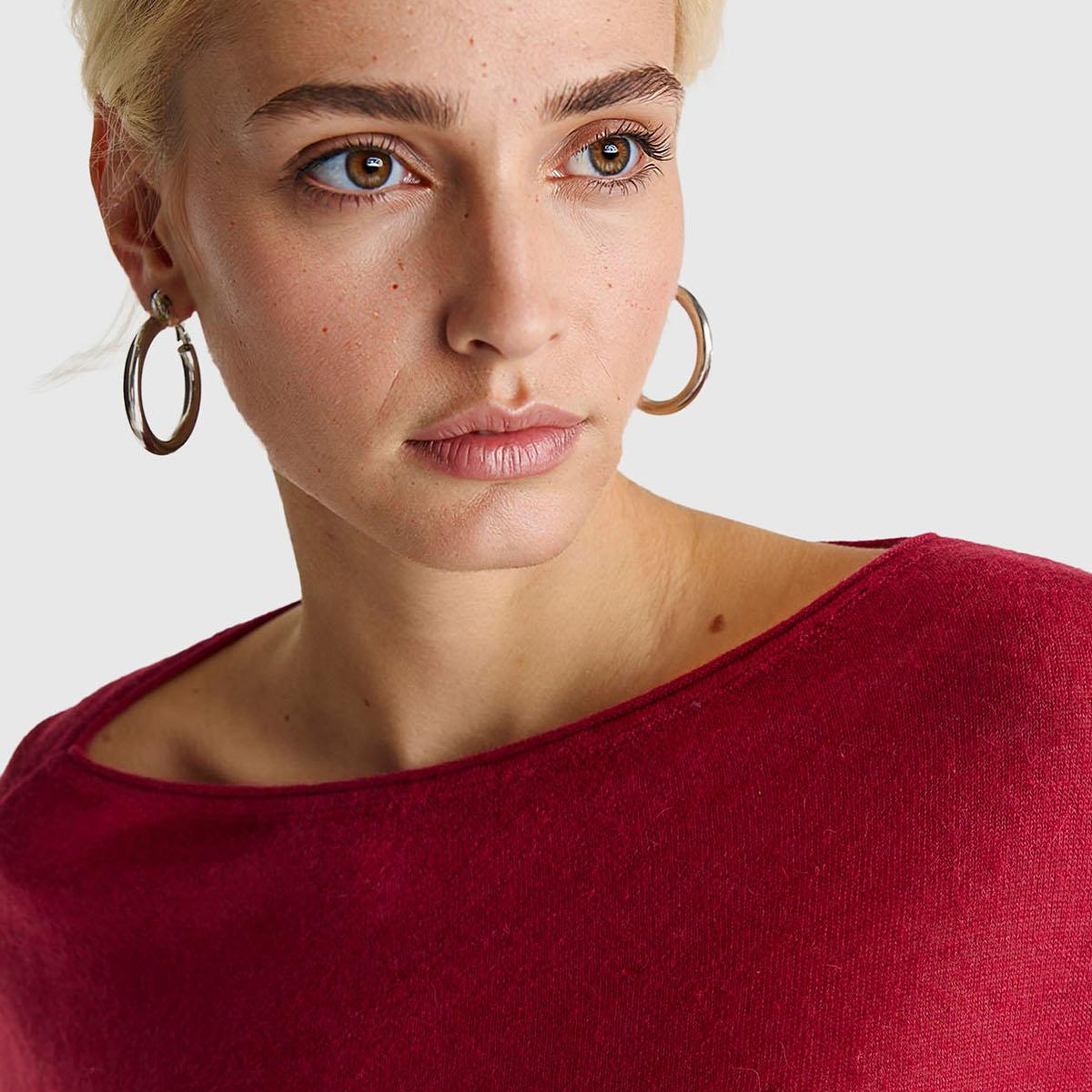 Kadın Fuşya Alpaka ve Yün Karışımlı Düğme Detaylı Beli Bağlamalı Kazak