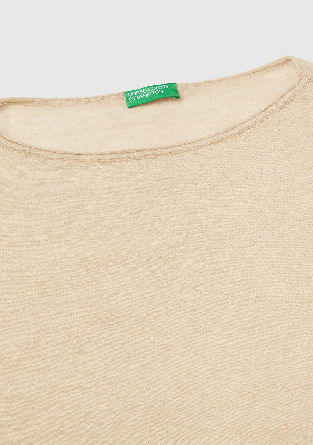 Kadın Ekru Alpaka ve Yün Karışımlı Düğme Detaylı Beli Bağlamalı Kazak