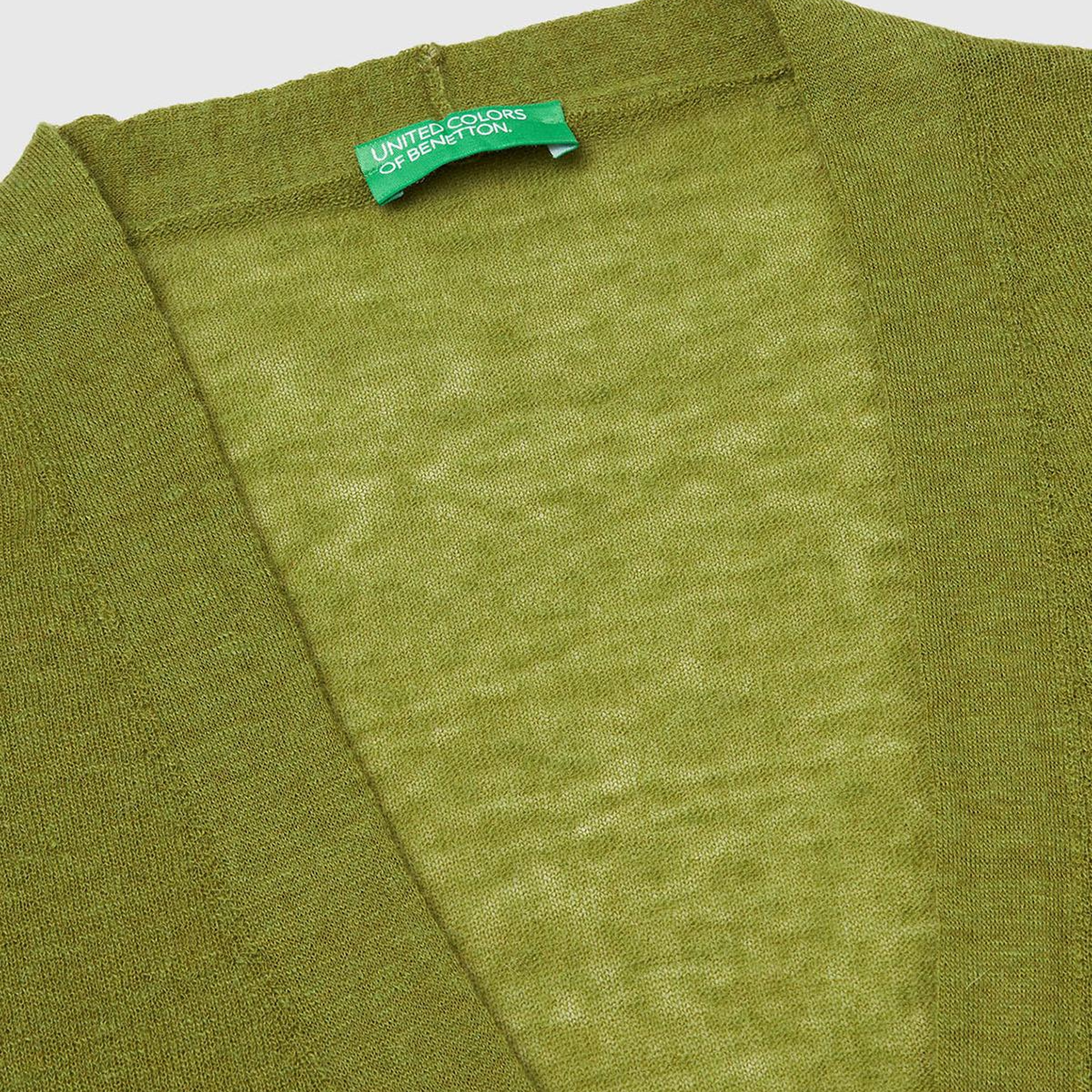 Kadın Haki Yeşili Alpaka ve Yün Karışımlı Ribana Detaylı Düğmeli Hırka