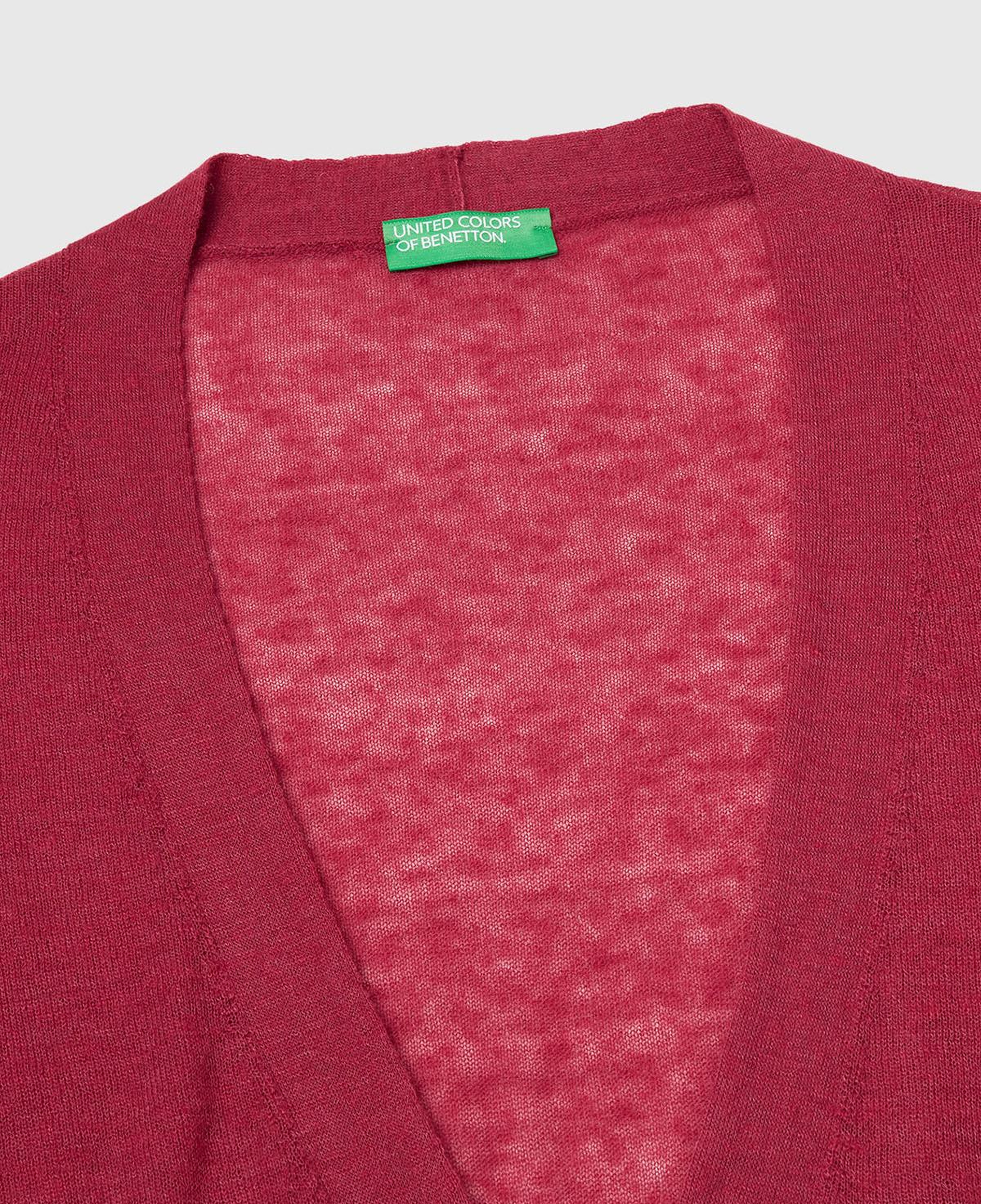 Kadın Fuşya Alpaka ve Yün Karışımlı Ribana Detaylı Düğmeli Hırka