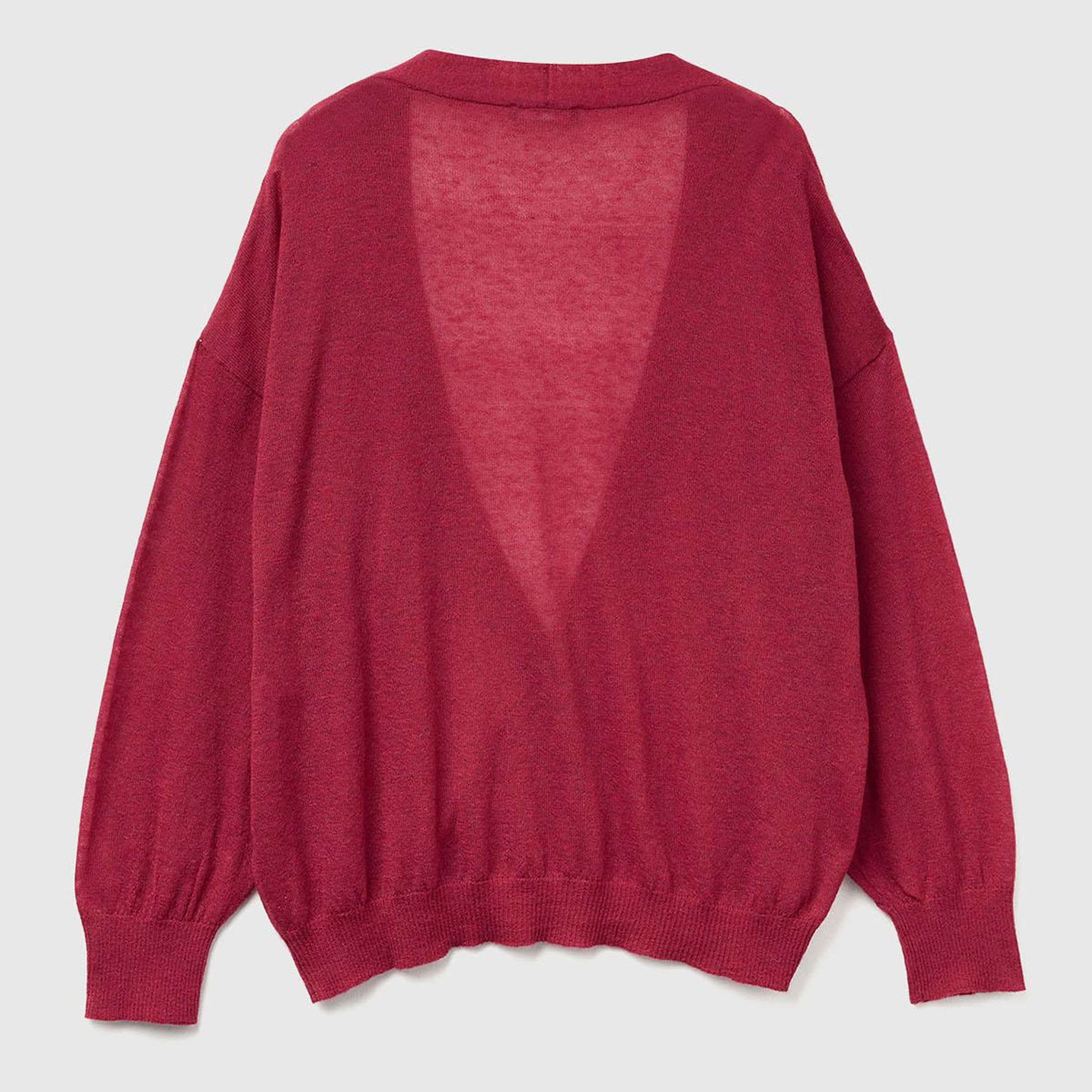 Kadın Fuşya Alpaka ve Yün Karışımlı Ribana Detaylı Düğmeli Hırka