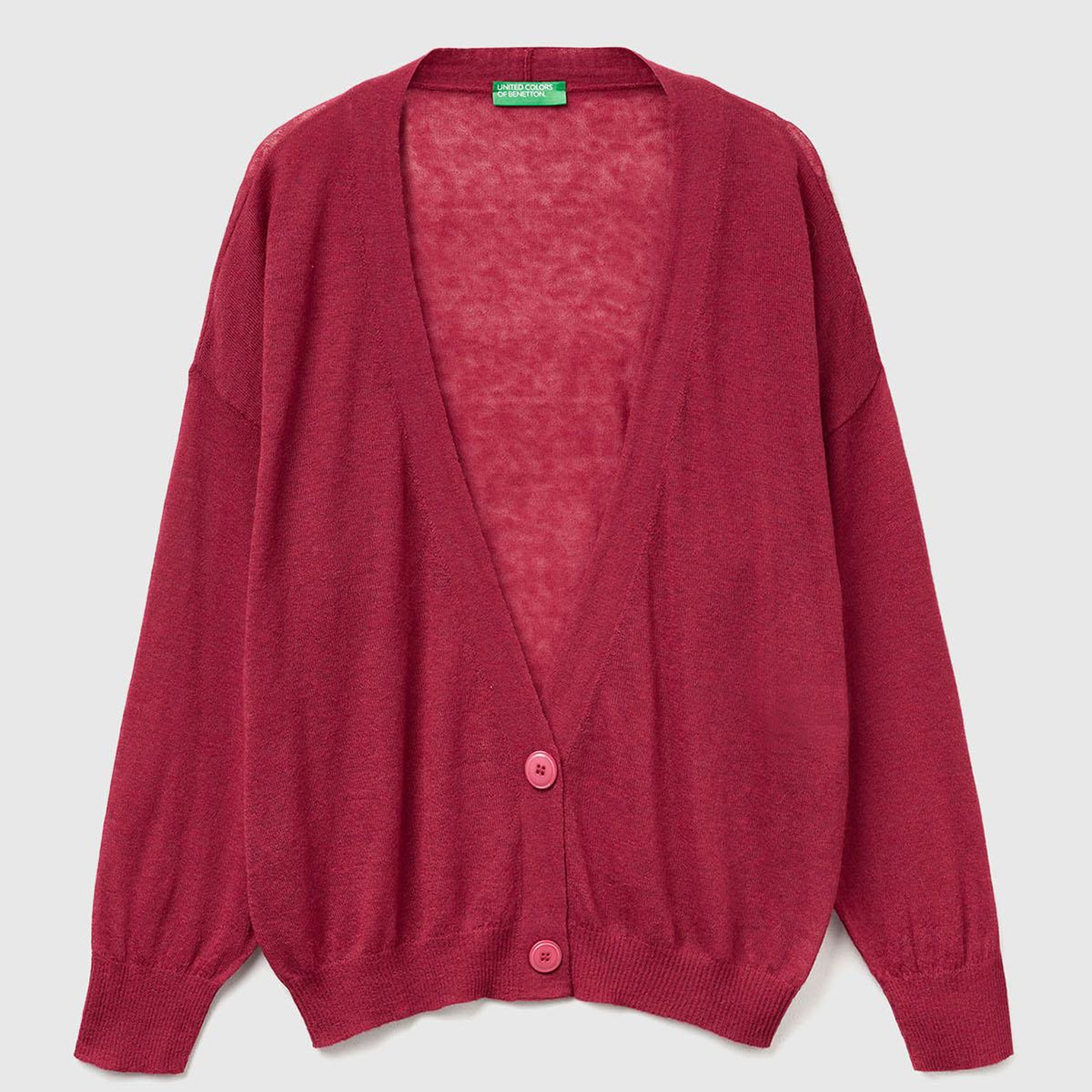 Kadın Fuşya Alpaka ve Yün Karışımlı Ribana Detaylı Düğmeli Hırka