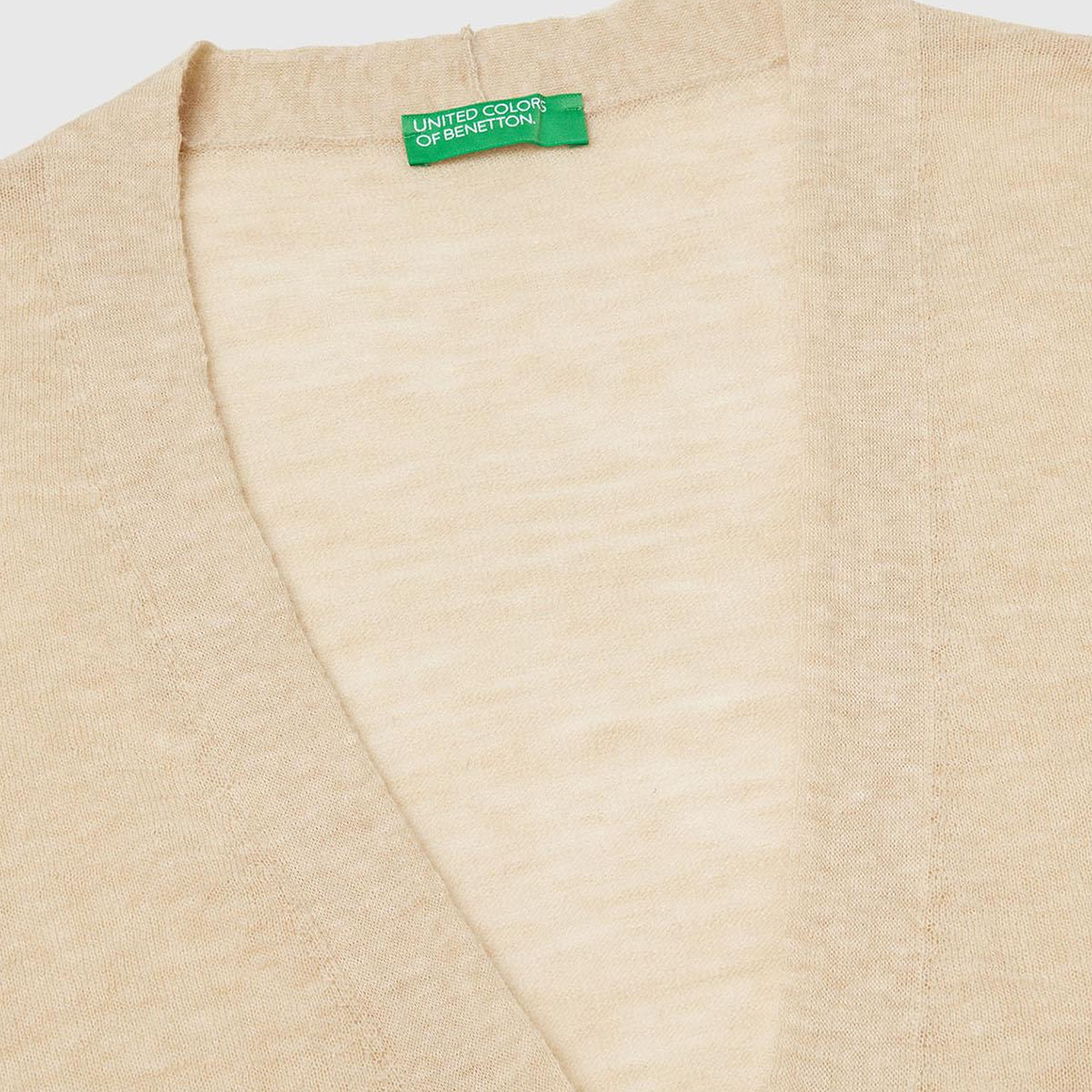 Kadın Ekru Alpaka ve Yün Karışımlı Ribana Detaylı Düğmeli Hırka