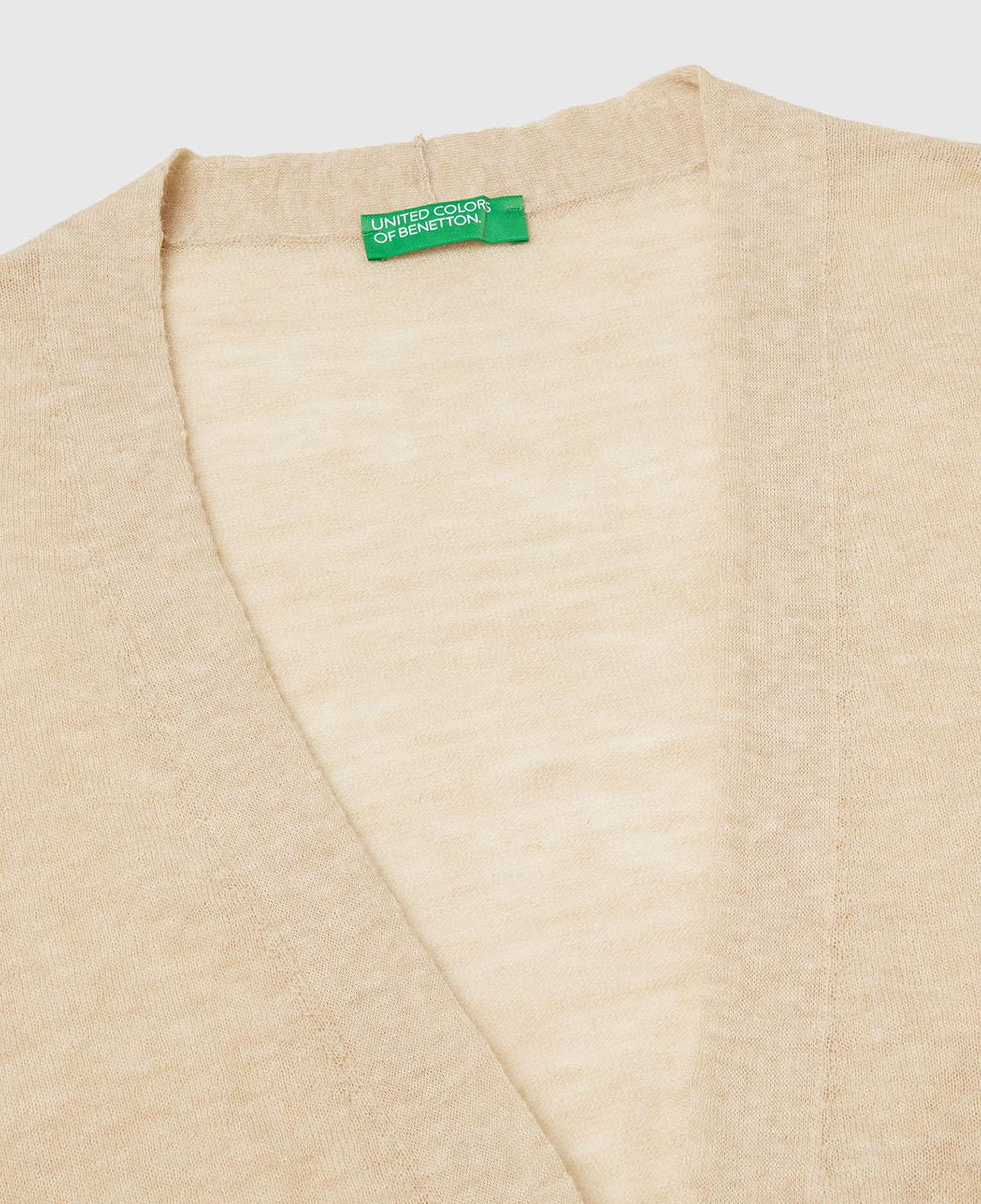 Kadın Ekru Alpaka ve Yün Karışımlı Ribana Detaylı Düğmeli Hırka