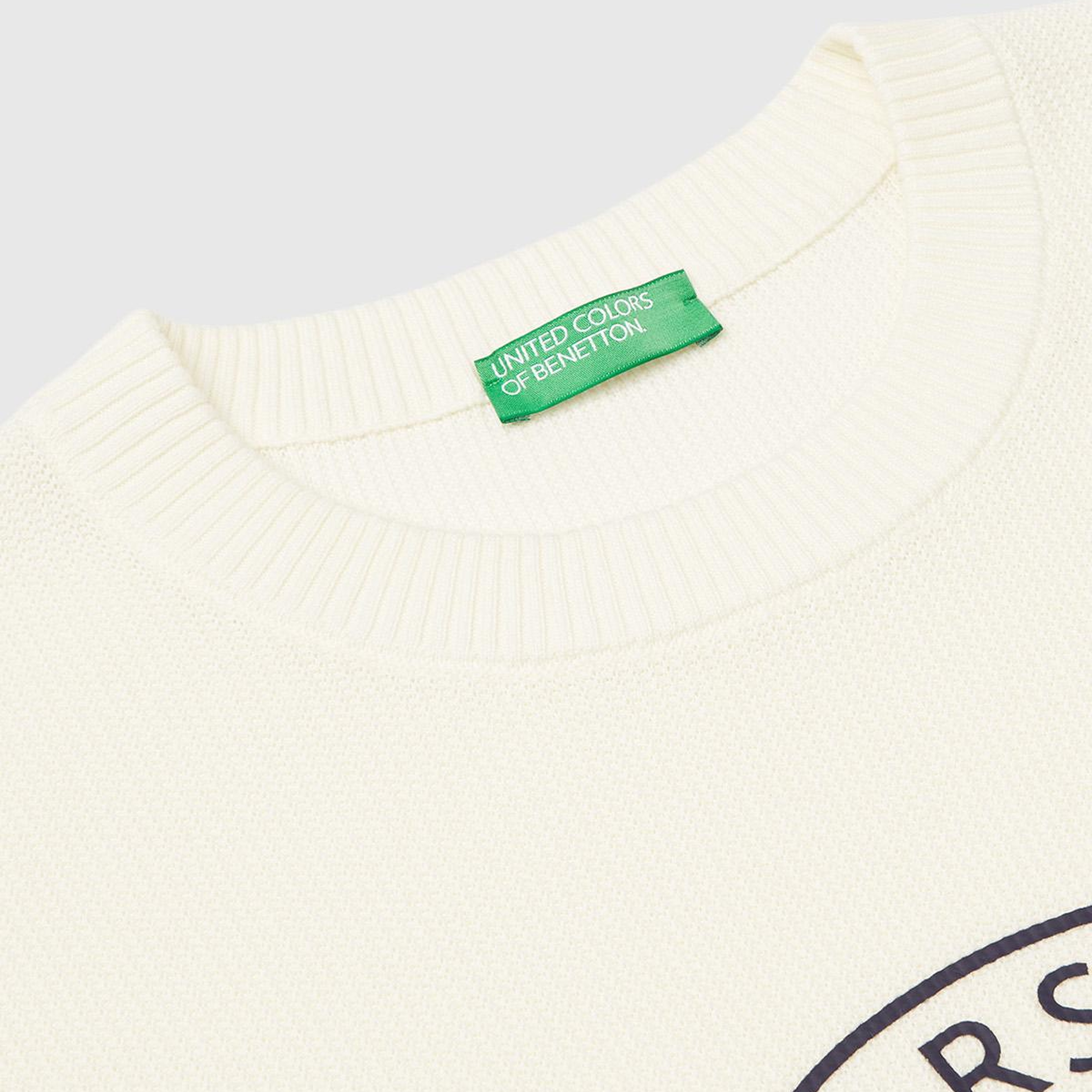 Erkek Krem %100 Koton_Bisiklet Yaka Rahat Kalıp Kazak