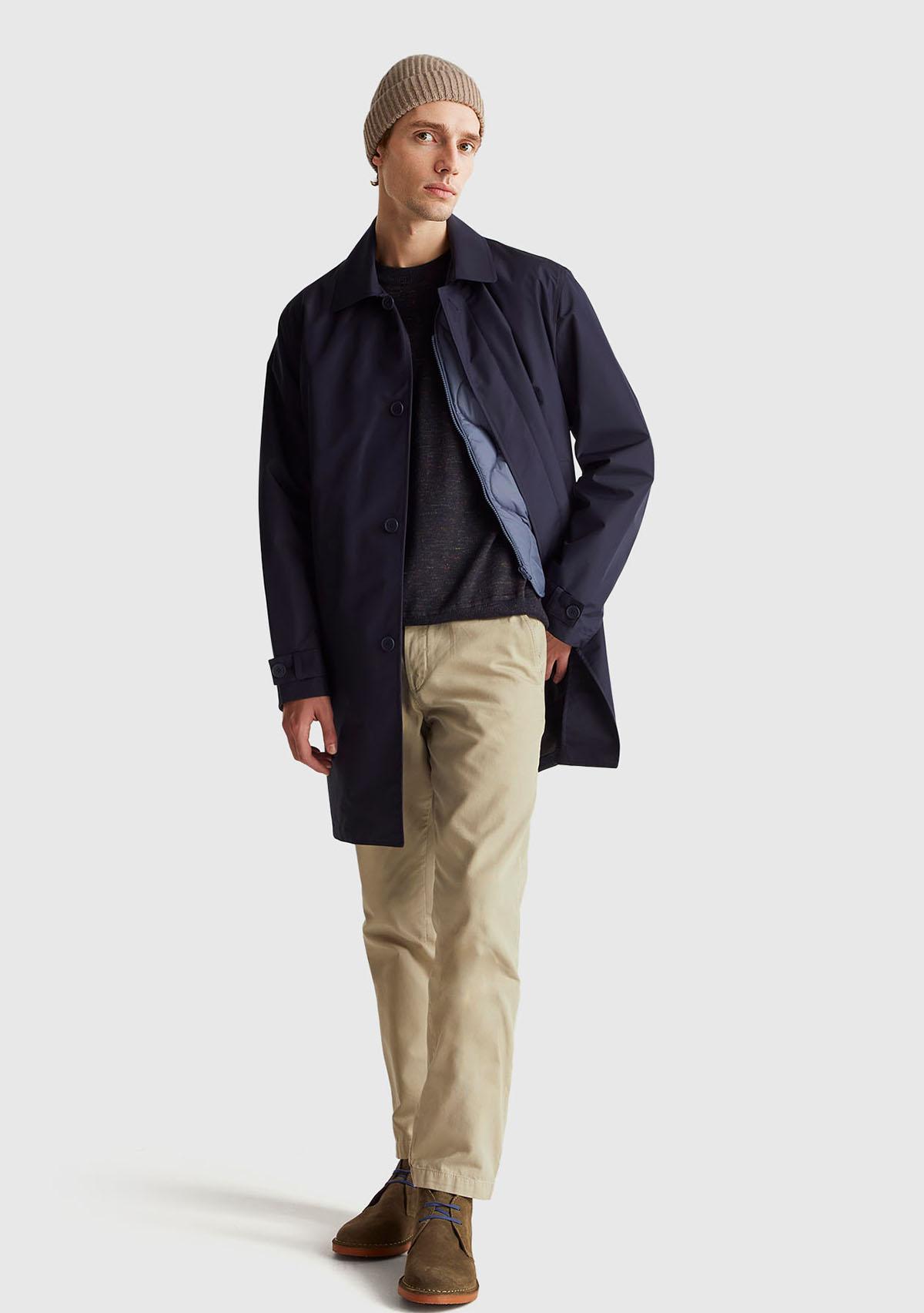 Erkek Lacivert Yün Karışımlı Bisiklet Yaka  Çoklu Renk Efekli Triko