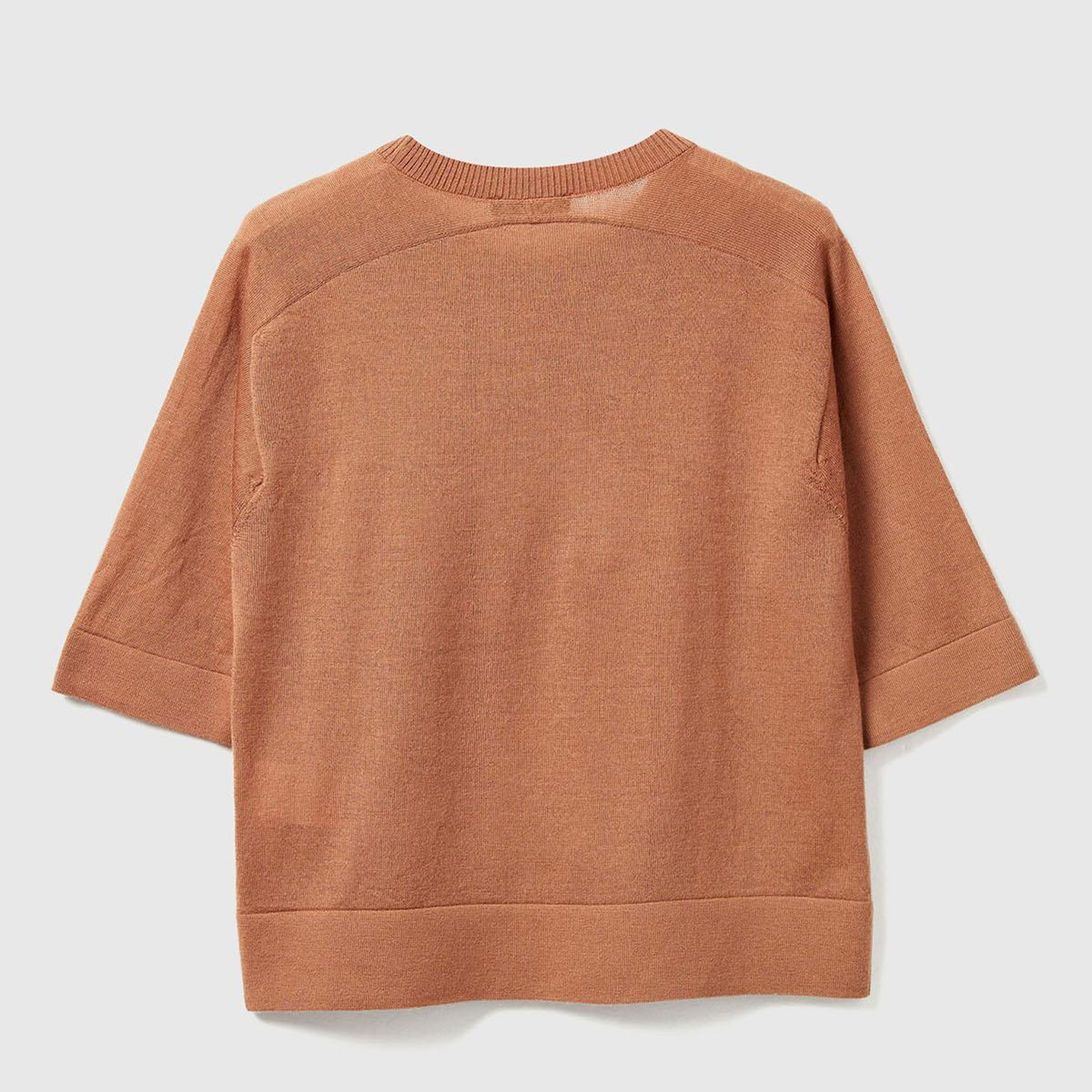 Kadın Taba  %100 Yün Bisiklet Yaka Kısa Kollu Kazak