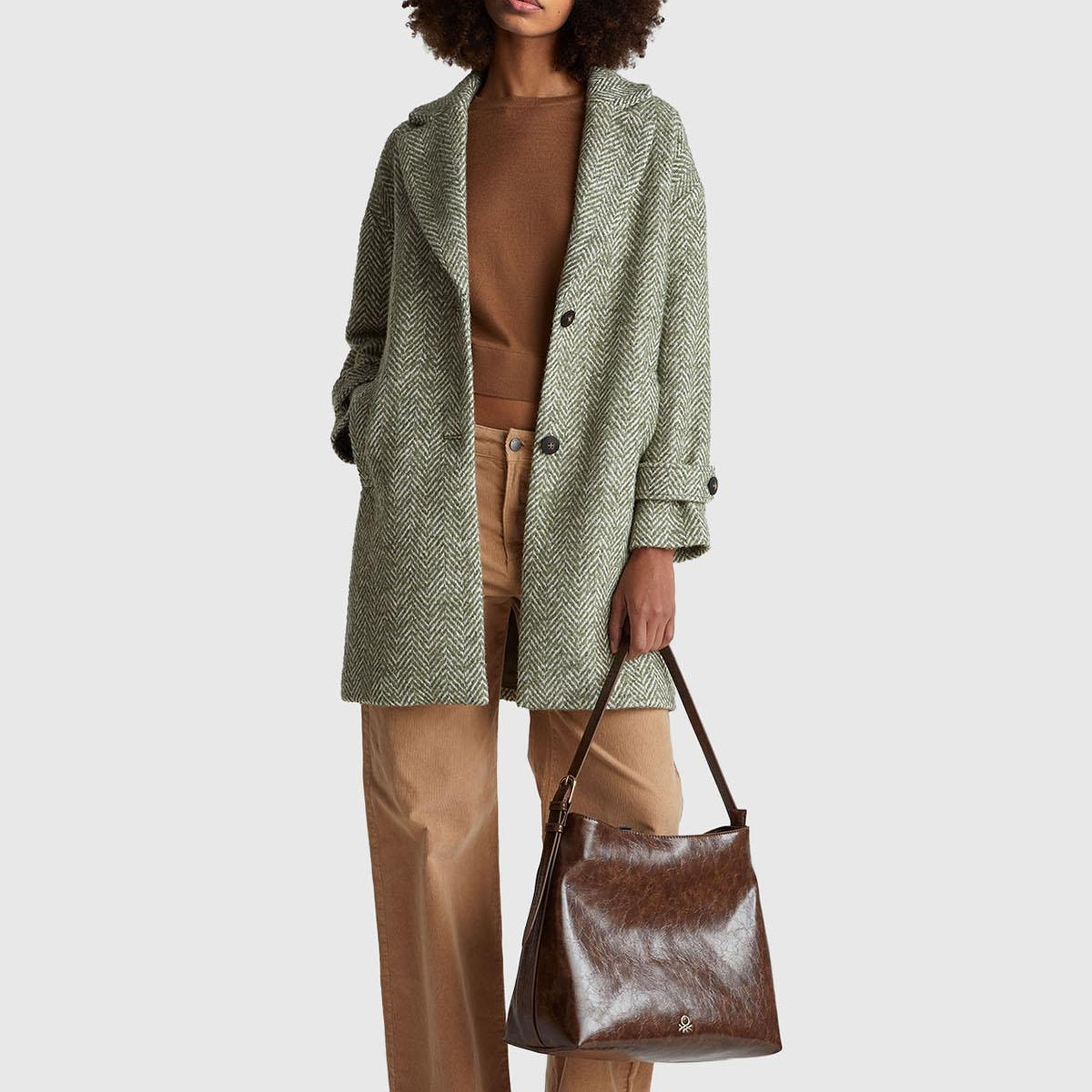 Kadın Taba  %100 Yün Bisiklet Yaka Kısa Kollu Kazak