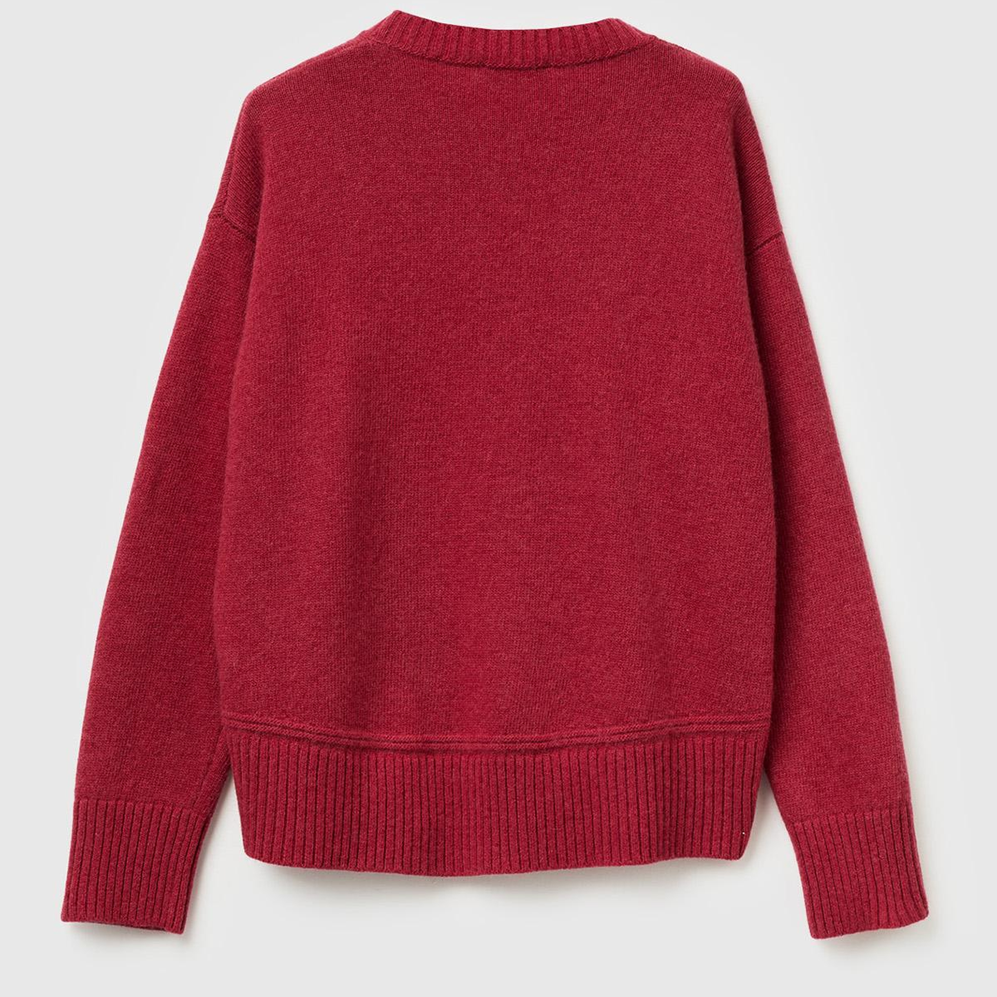 Kadın Fuşya Yün Karışımlı Alt Kısmı Geniş Bisiklet Yaka Kazak