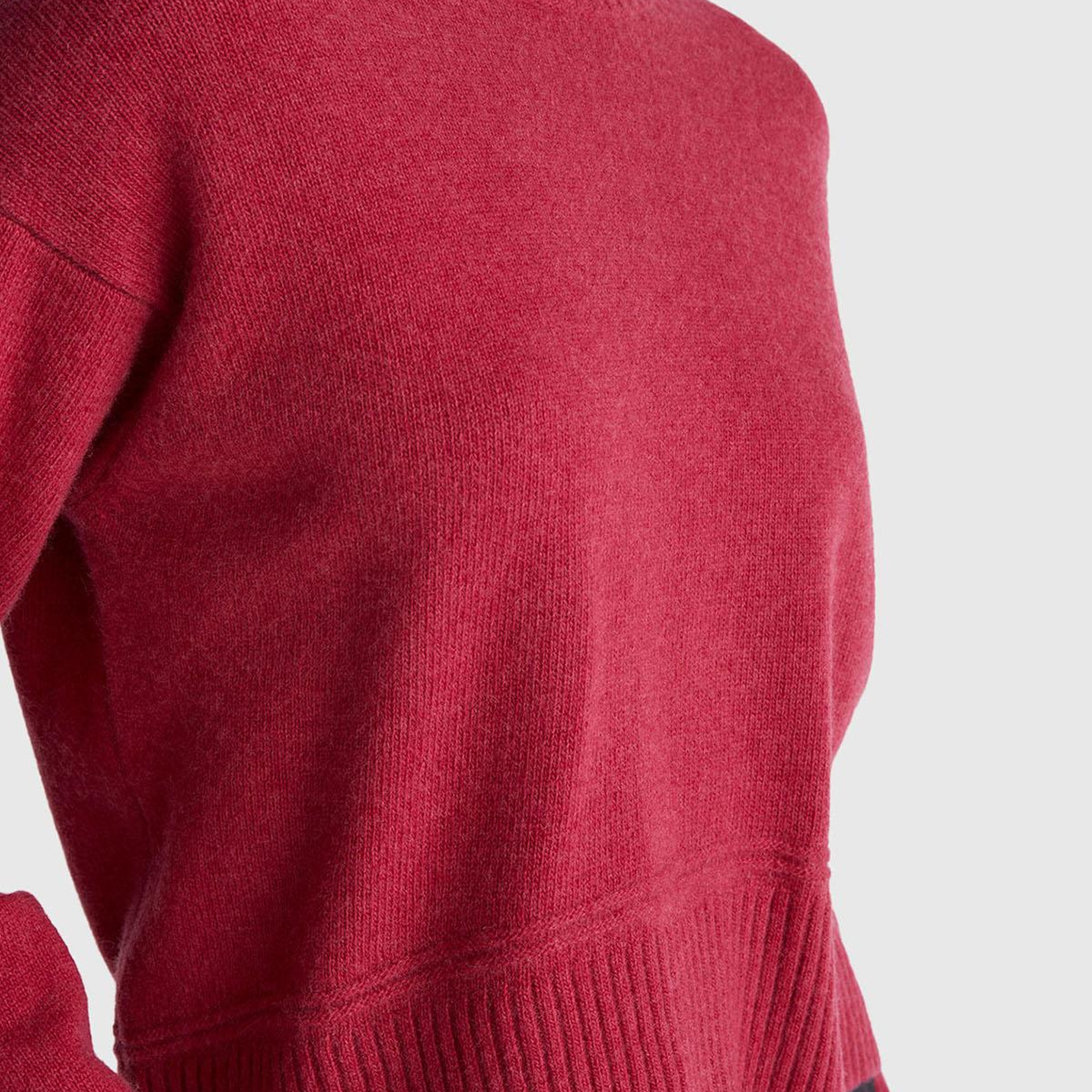 Kadın Fuşya Yün Karışımlı Alt Kısmı Geniş Bisiklet Yaka Kazak