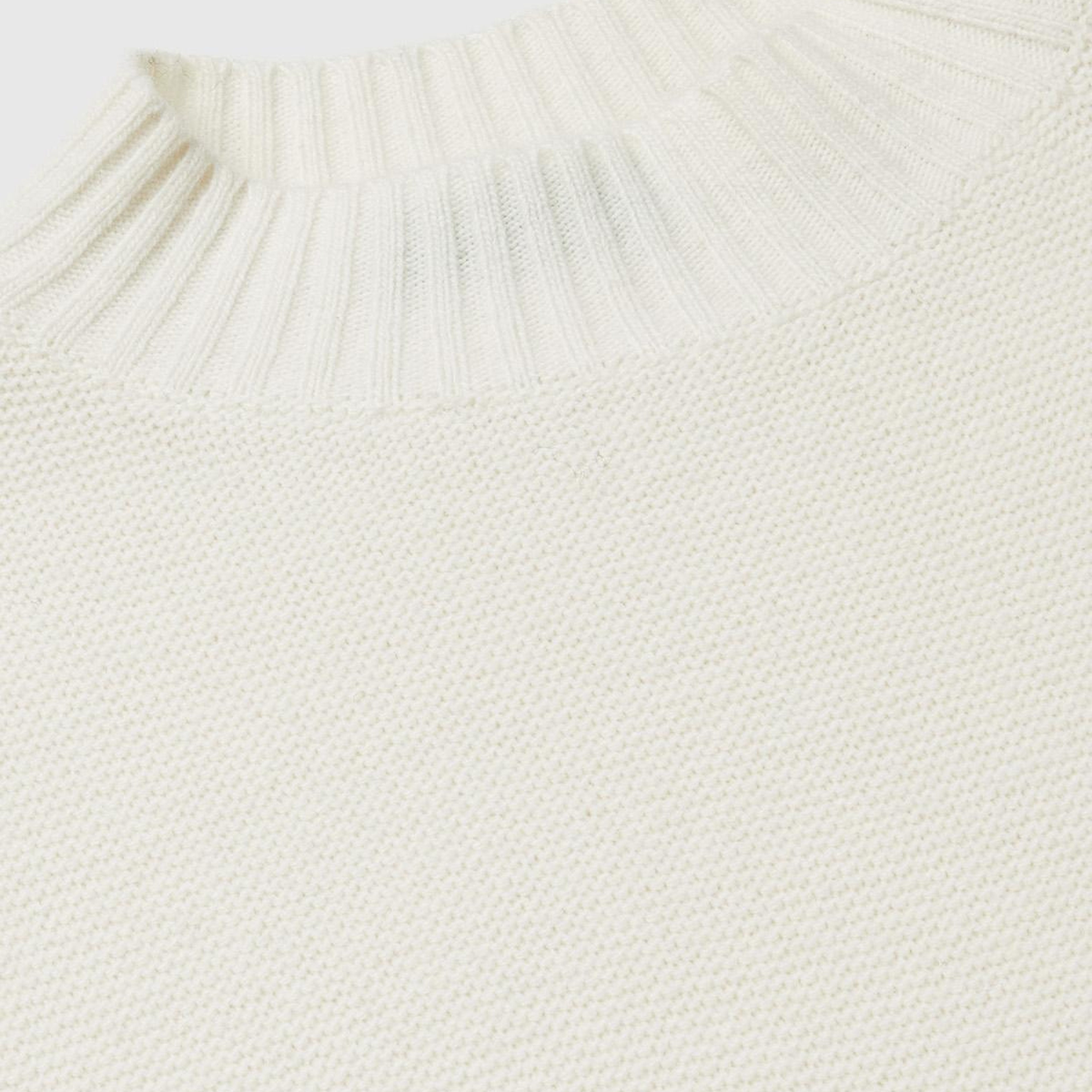 Kadın Krem Yün Karışımlı Ribana Detaylı Yırtmaçlı Kolsuz Kazak