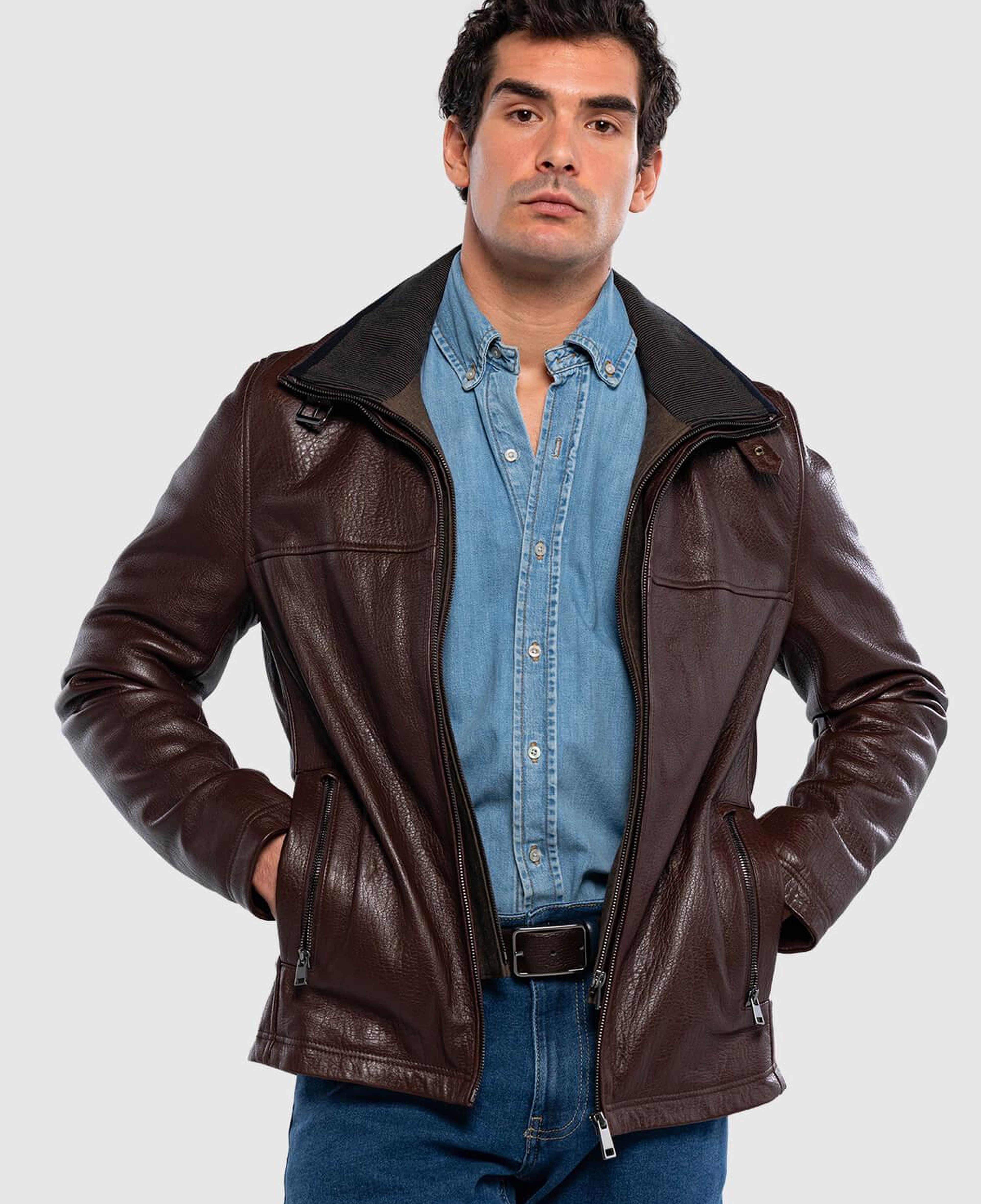 Tamer Tanca Erkek Deri & Tekstil Fındık Deri Mont