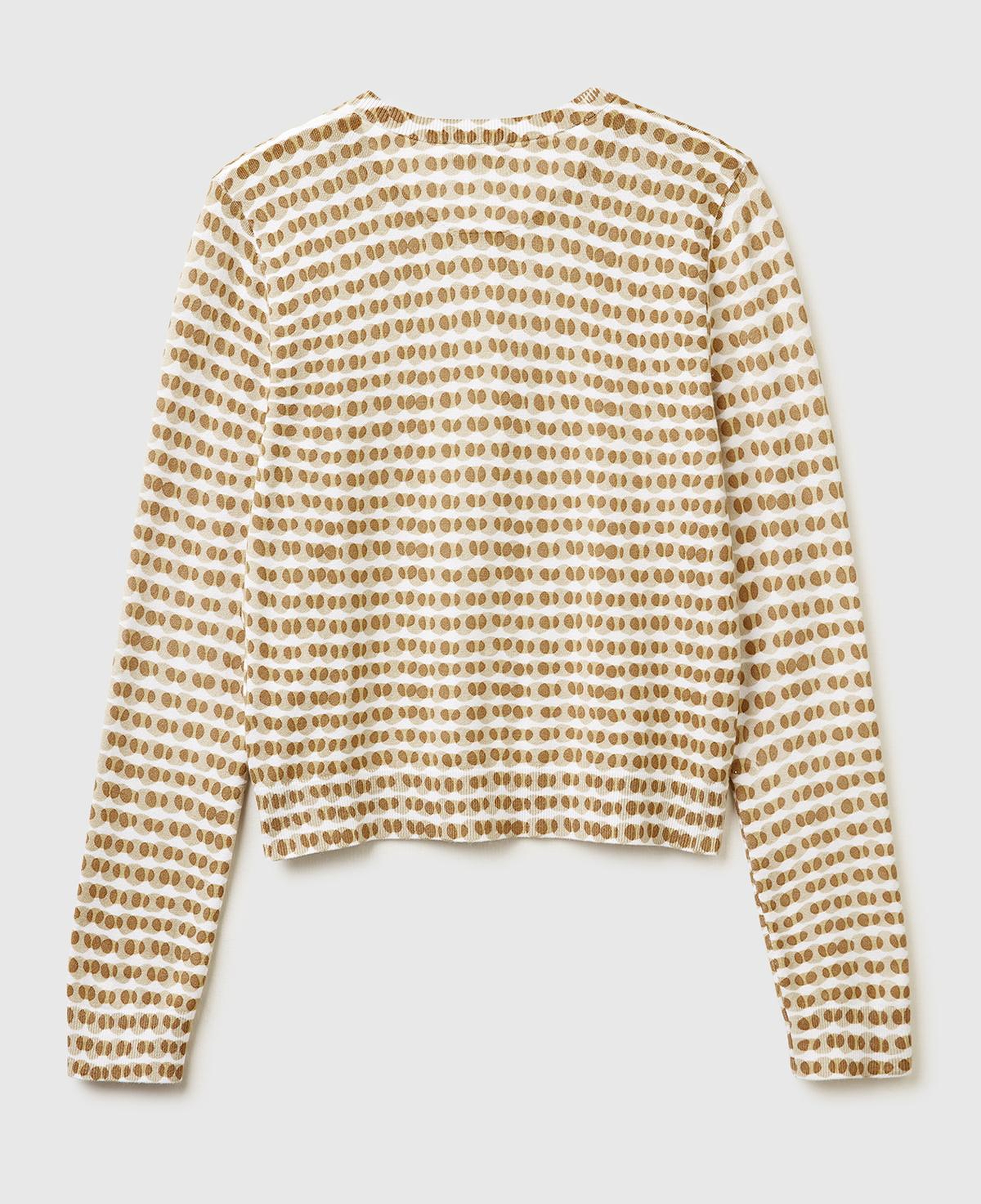 Kadın Krem Viskoz Karışımlı Tamamı Desenli Düğmeli Hırka